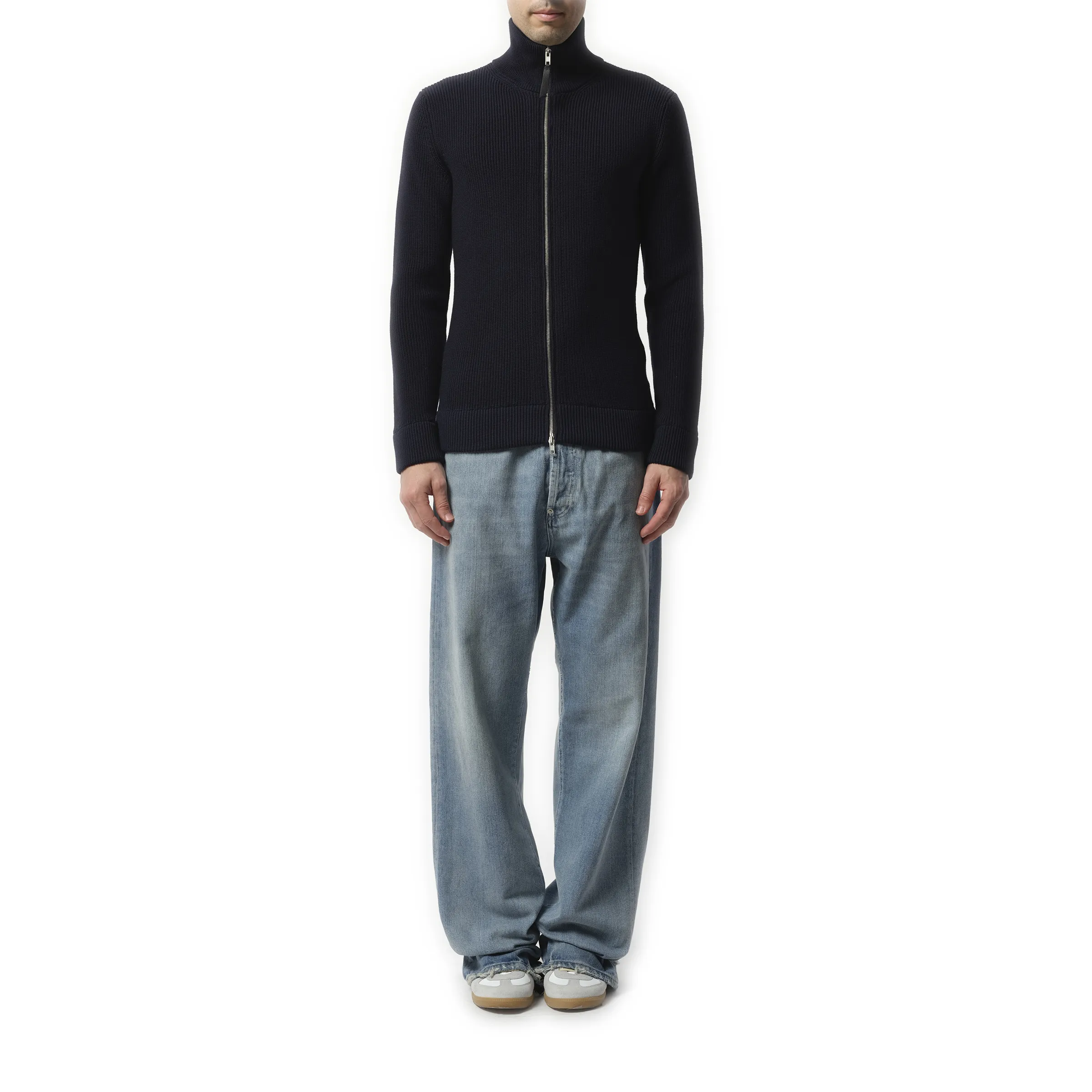 English Rib Zip Cardigan in Navy sold by MARAIS product image thumbnail 4