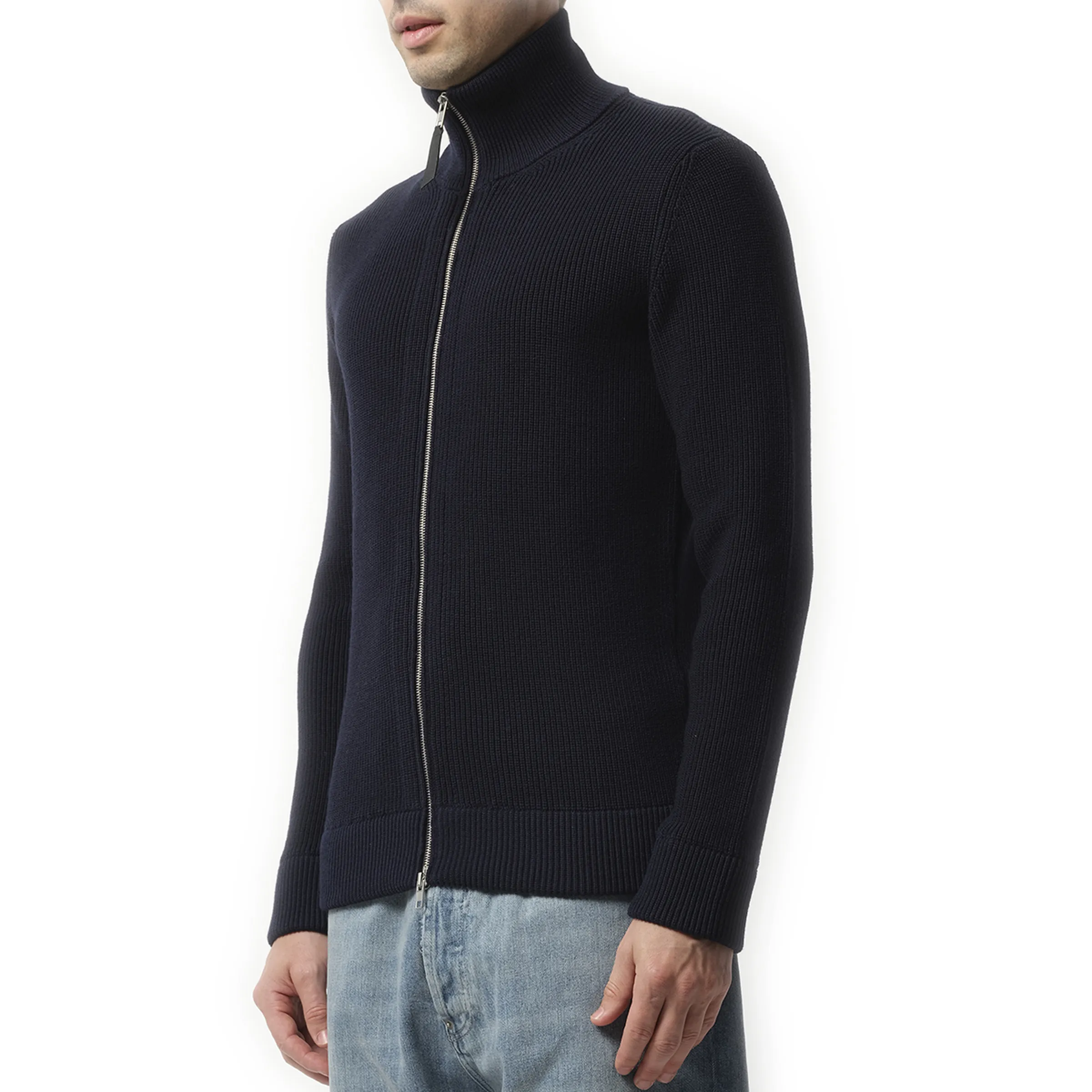 English Rib Zip Cardigan in Navy sold by MARAIS product image thumbnail 5