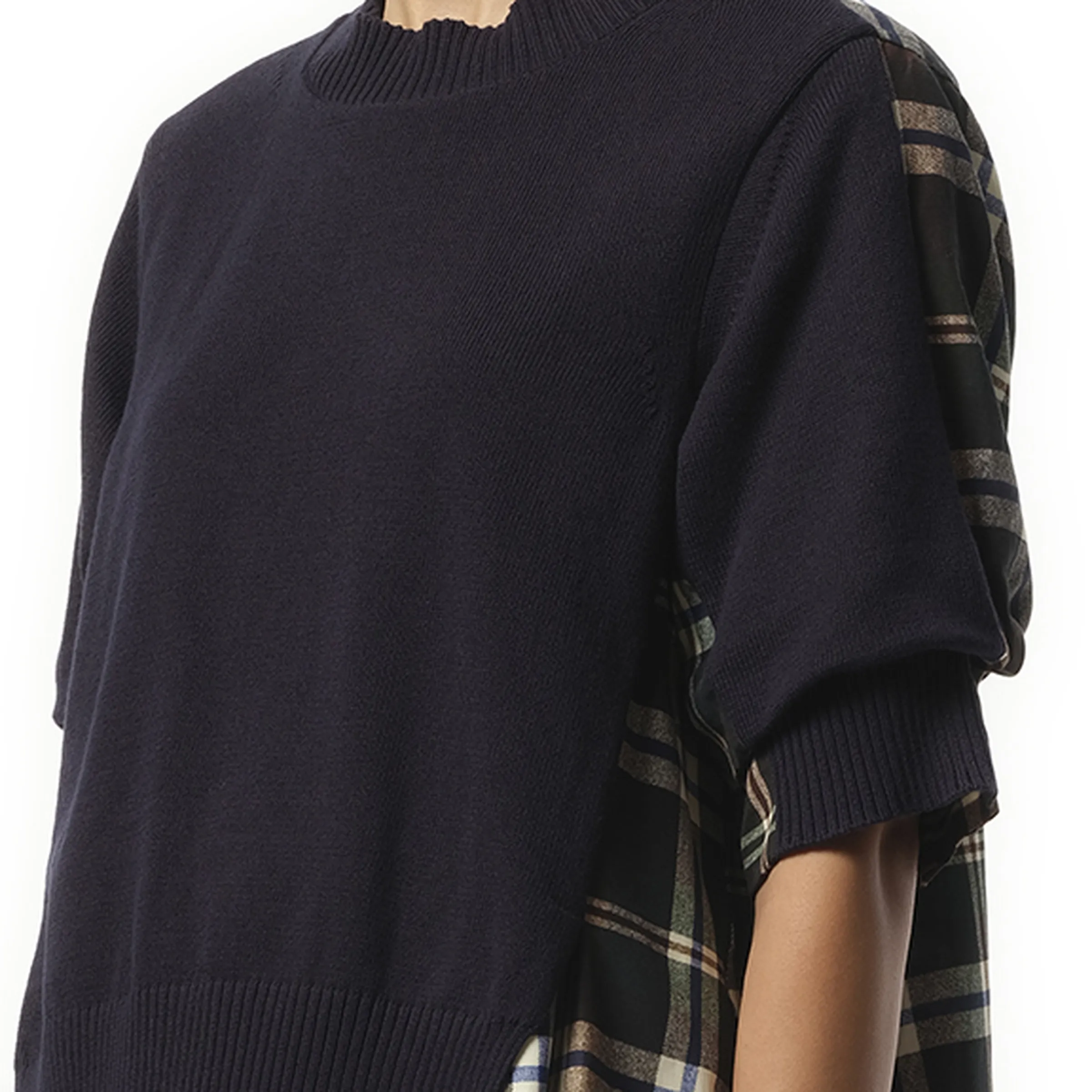 Plaid Print x Knit Pullover in Green/Brown sold by MARAIS product image thumbnail 3