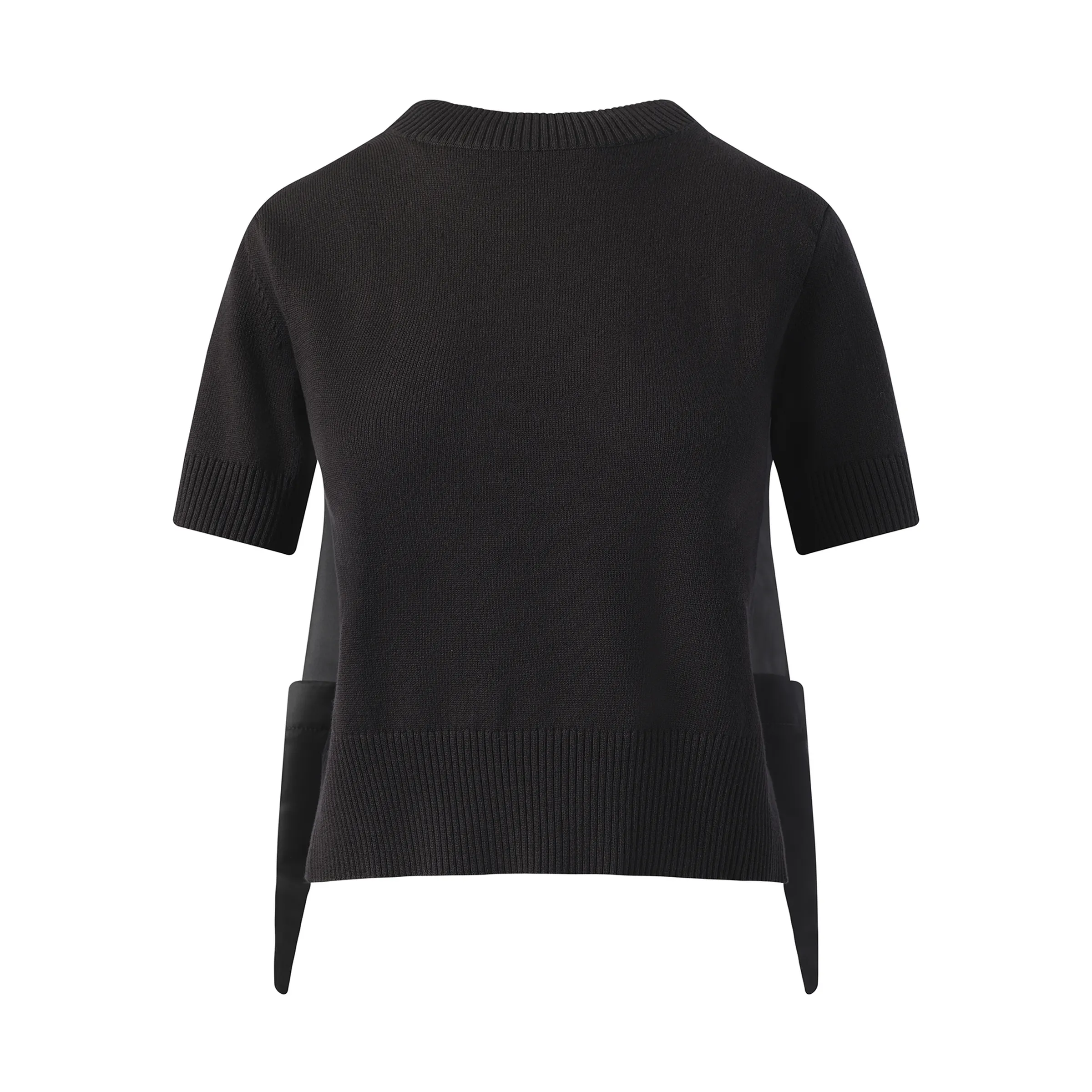 Nylon Twill x Knit Short-sleeve Pullover in Black sold by MARAIS product image thumbnail 2