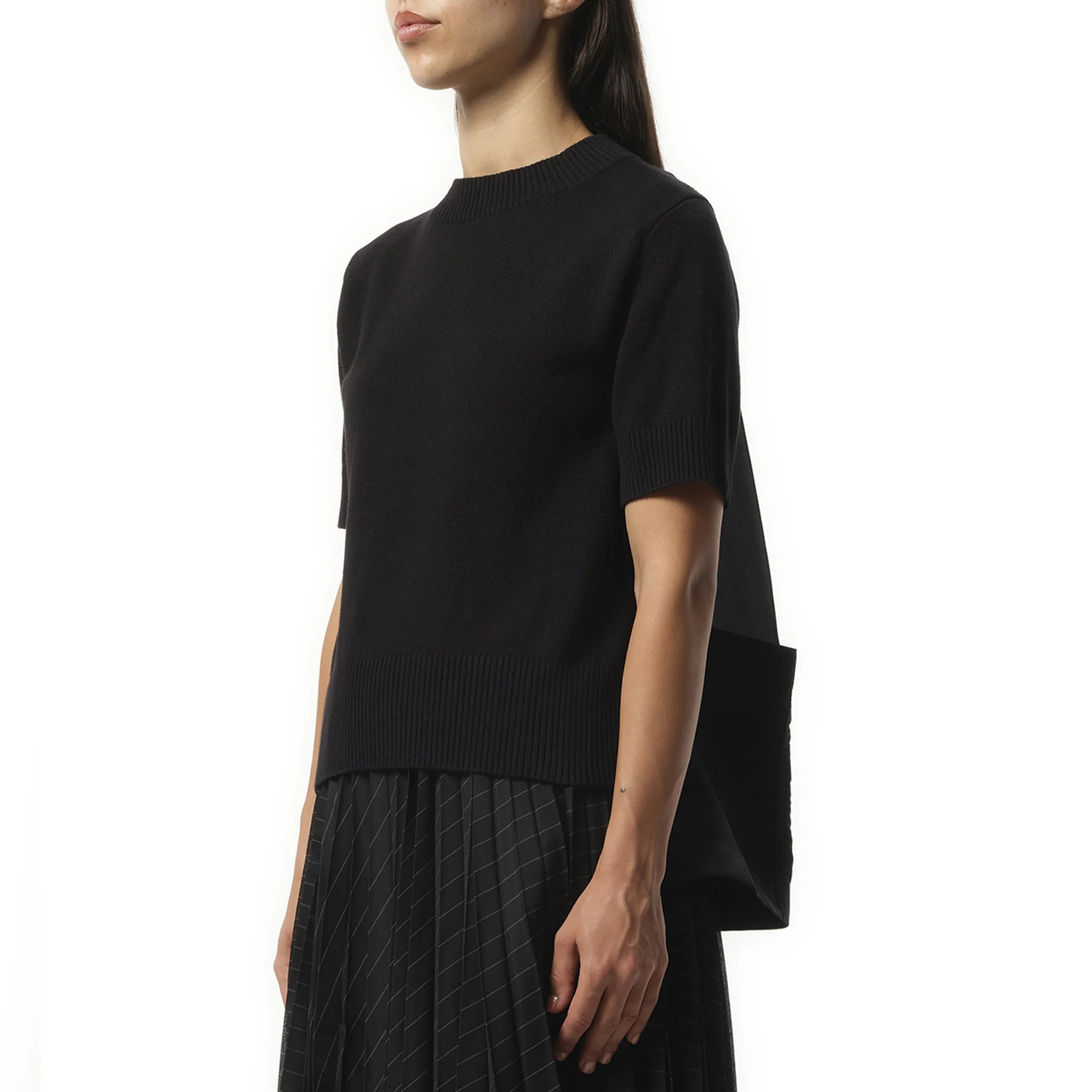 Nylon Twill x Knit Short-sleeve Pullover in Black sold by MARAIS product image thumbnail 5