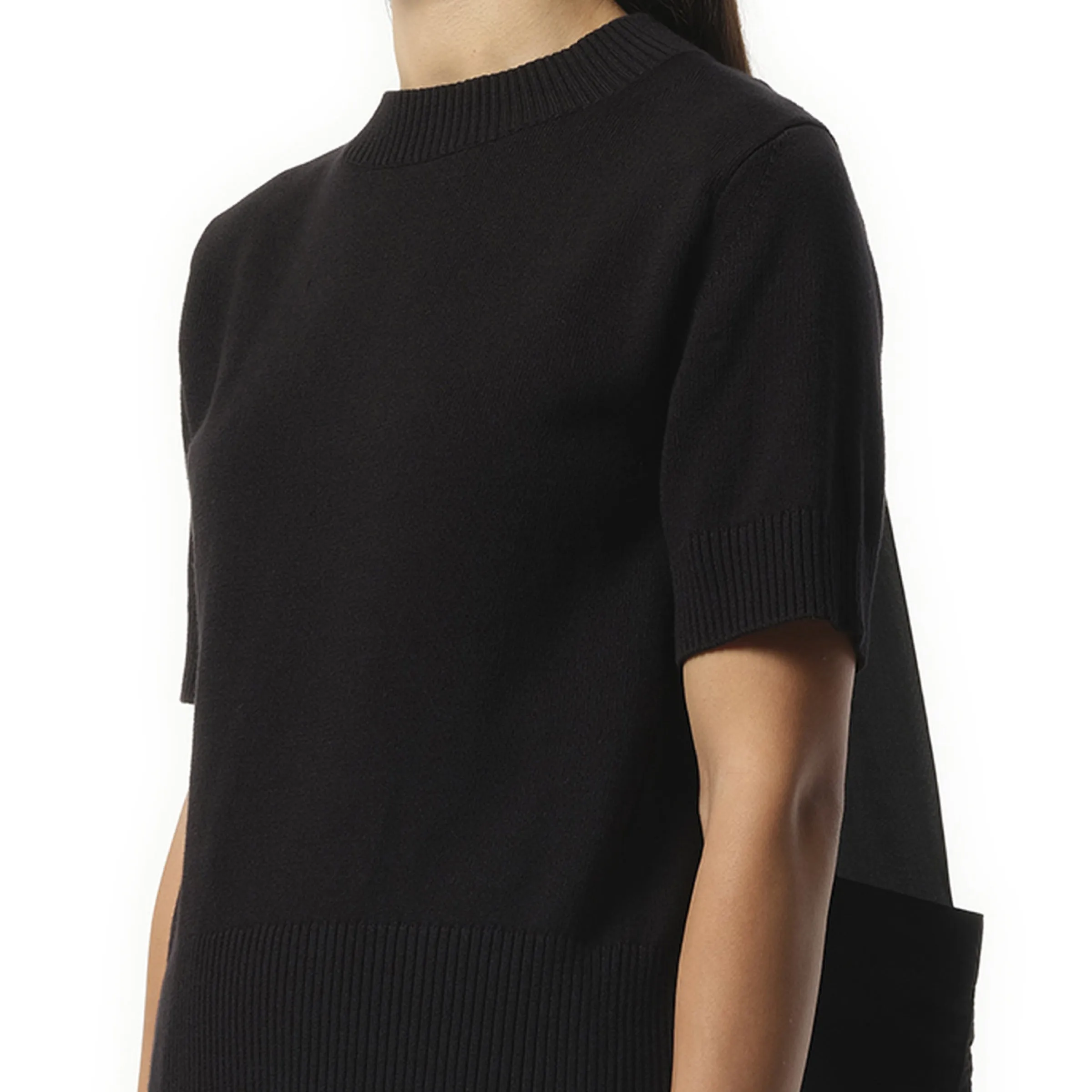 Nylon Twill x Knit Short-sleeve Pullover in Black sold by MARAIS product image thumbnail 3