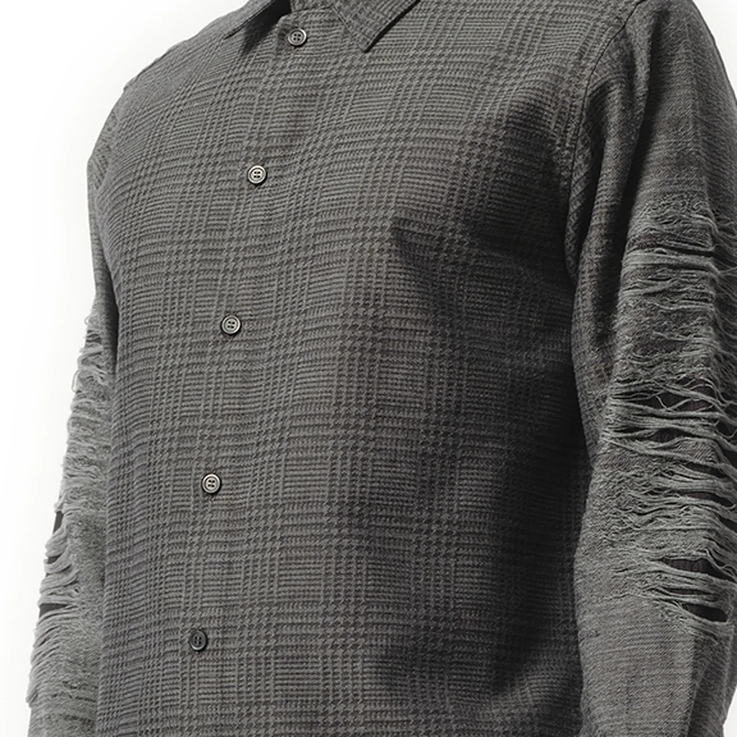Distressed Sleeve Shirt in Grey sold by MARAIS product image thumbnail 3