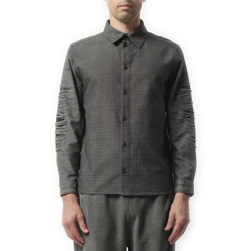 Distressed Sleeve Shirt in Grey sold by MARAIS