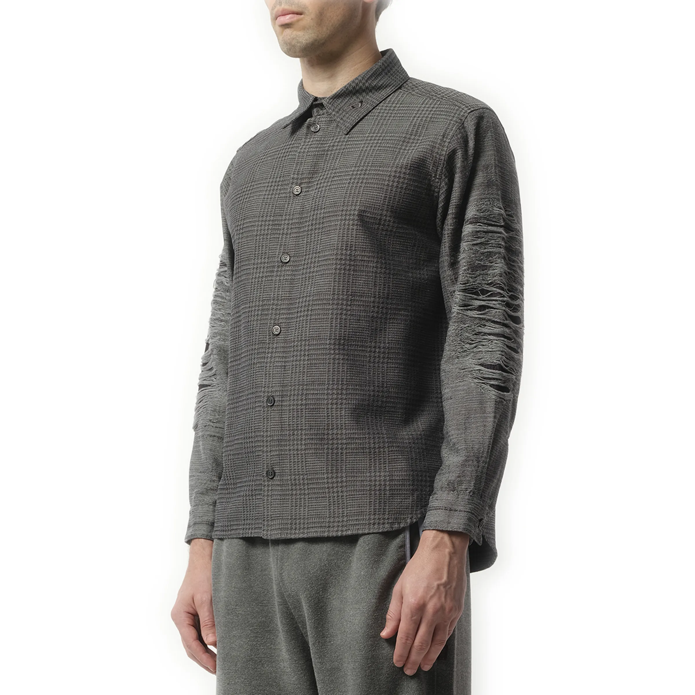 Distressed Sleeve Shirt in Grey sold by MARAIS product image thumbnail 5