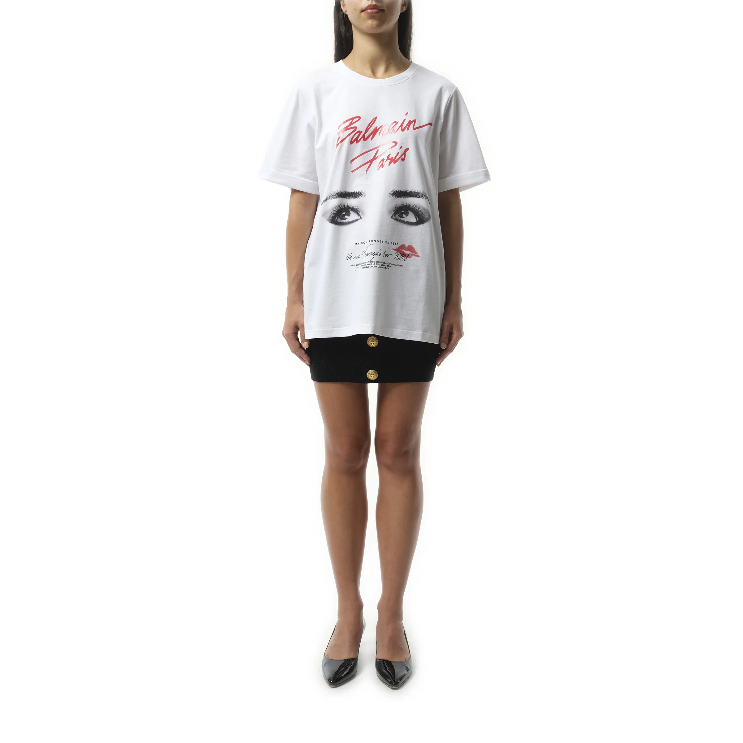 Balmain Paris Eyes Print T-Shirt in White sold by MARAIS product image thumbnail 4