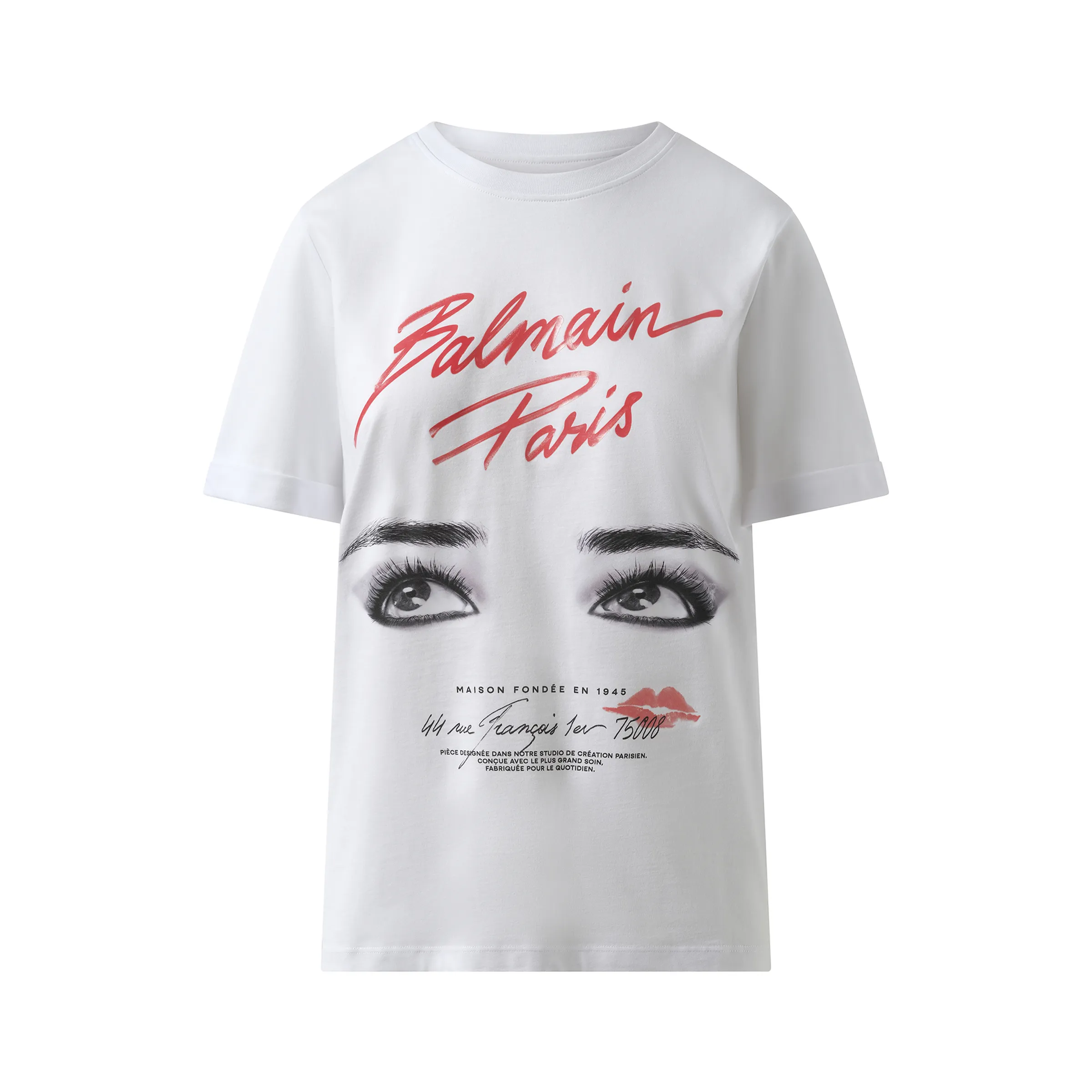 Balmain Paris Eyes Print T-Shirt in White sold by MARAIS product image thumbnail 2