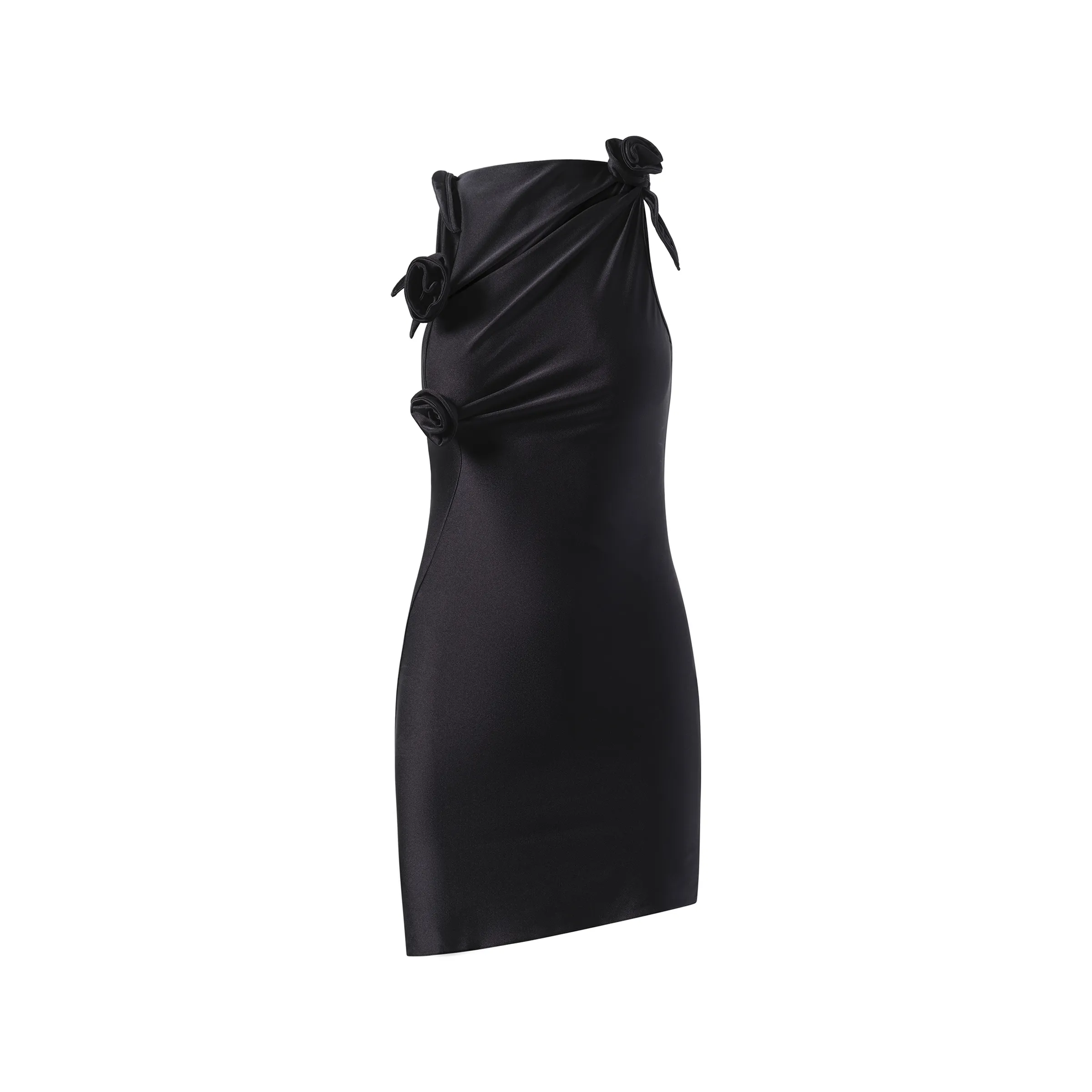 Asymmetric Flower Mini Dress in Black sold by MARAIS product image thumbnail 2