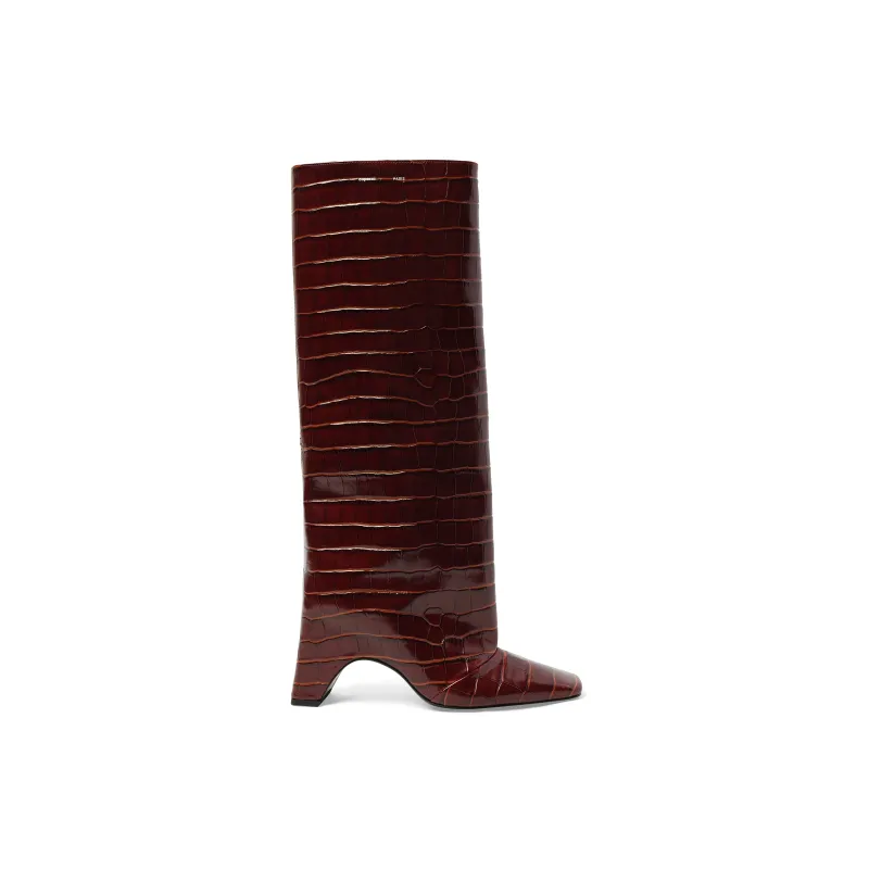 Croco Bridge Boot in Brown sold by MARAIS
