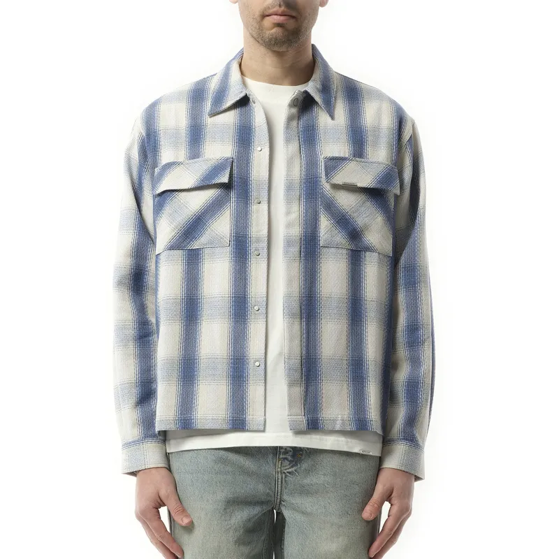 Season Flannel Shirt in Mid Blue sold by MARAIS