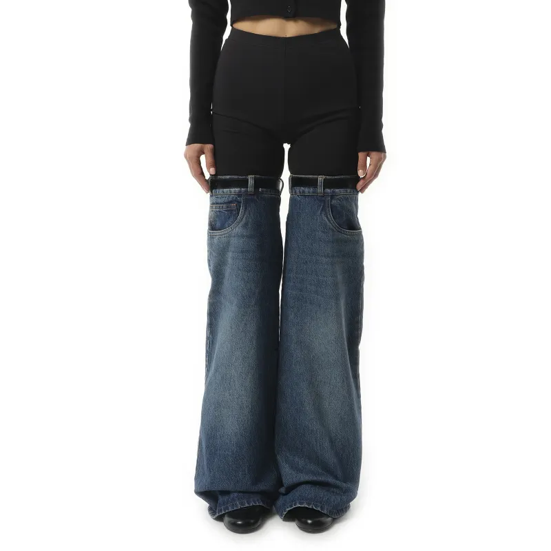 Hybrid Denim Trousers in Black/Blue Vintage sold by MARAIS