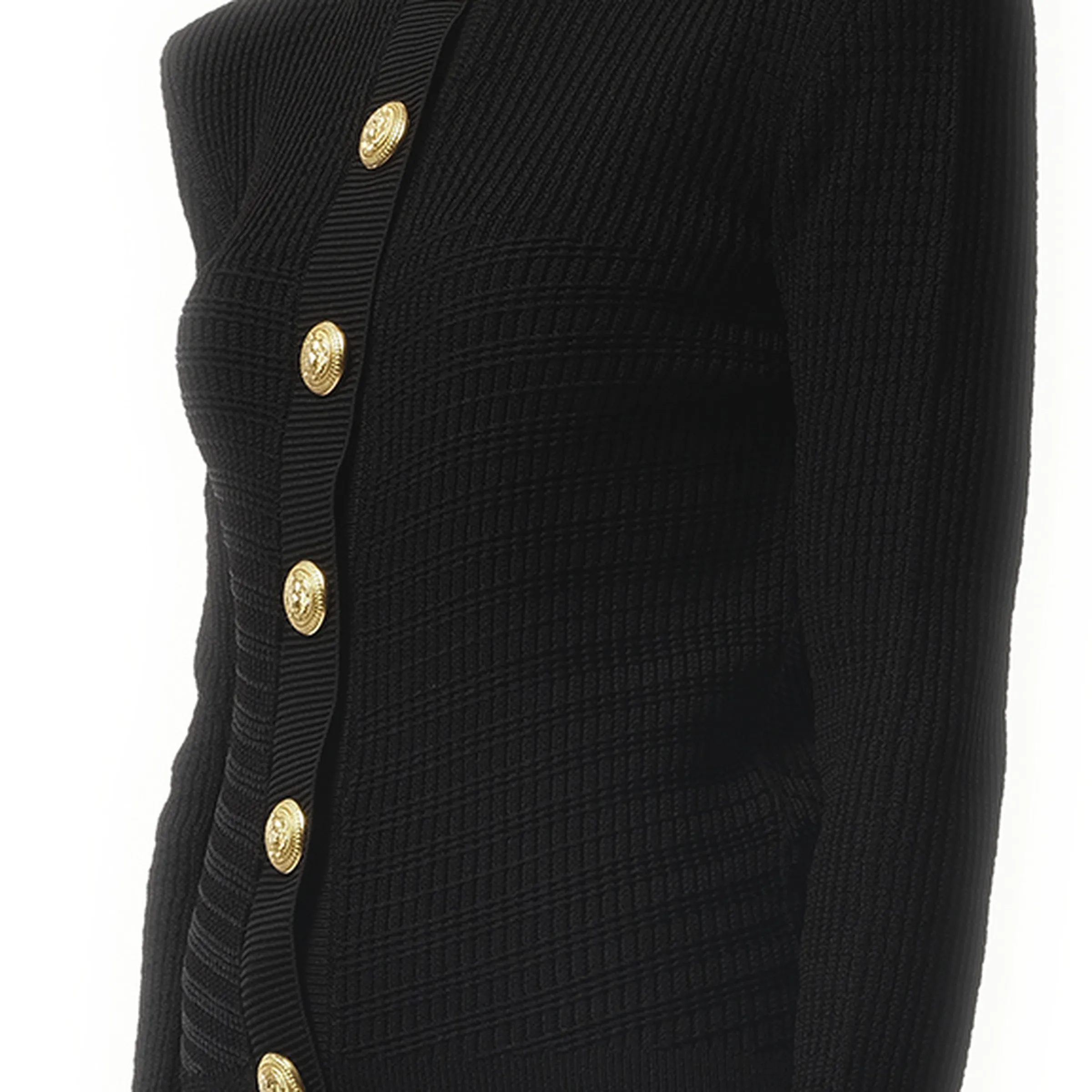 Long Sleeves Buttoned Knit Cardigan in Black sold by MARAIS product image thumbnail 3