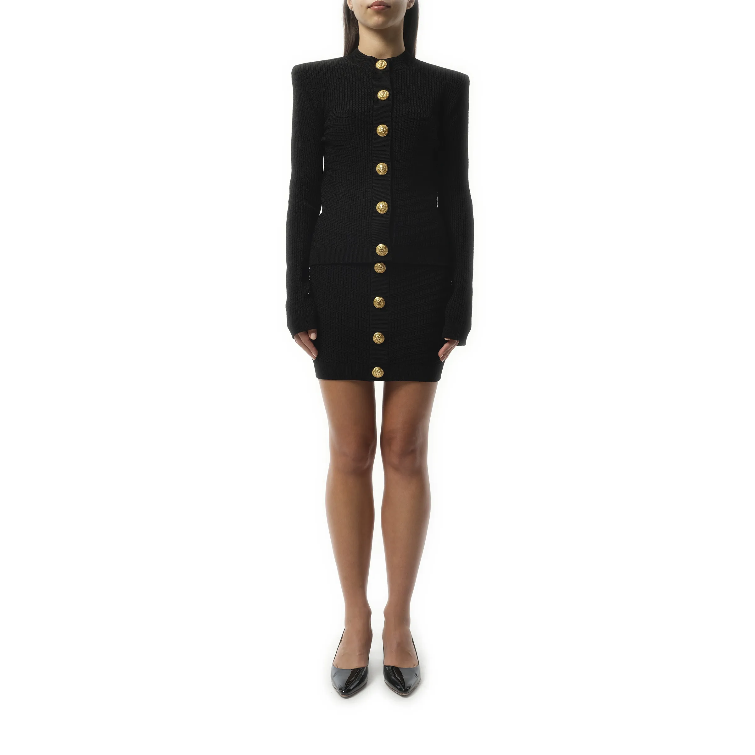 Long Sleeves Buttoned Knit Cardigan in Black sold by MARAIS product image thumbnail 4
