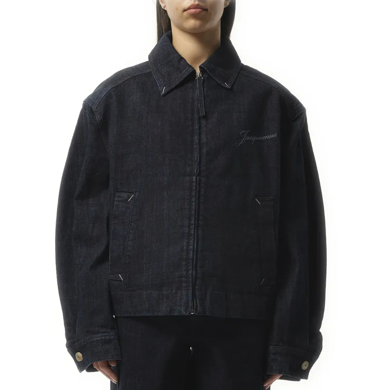 La Veste Denim Canevas in Dark Navy made by Jacquemus