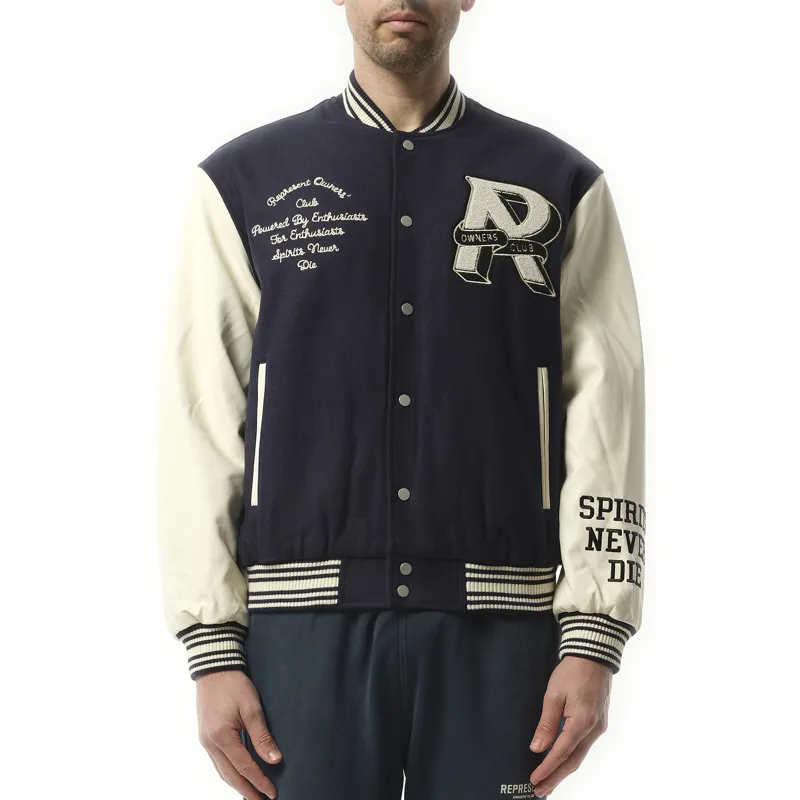 Owners Club Varsity Jacket in Midnight Navy sold by MARAIS