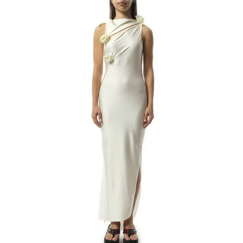 Asymmetric Flower Gown in White sold by MARAIS
