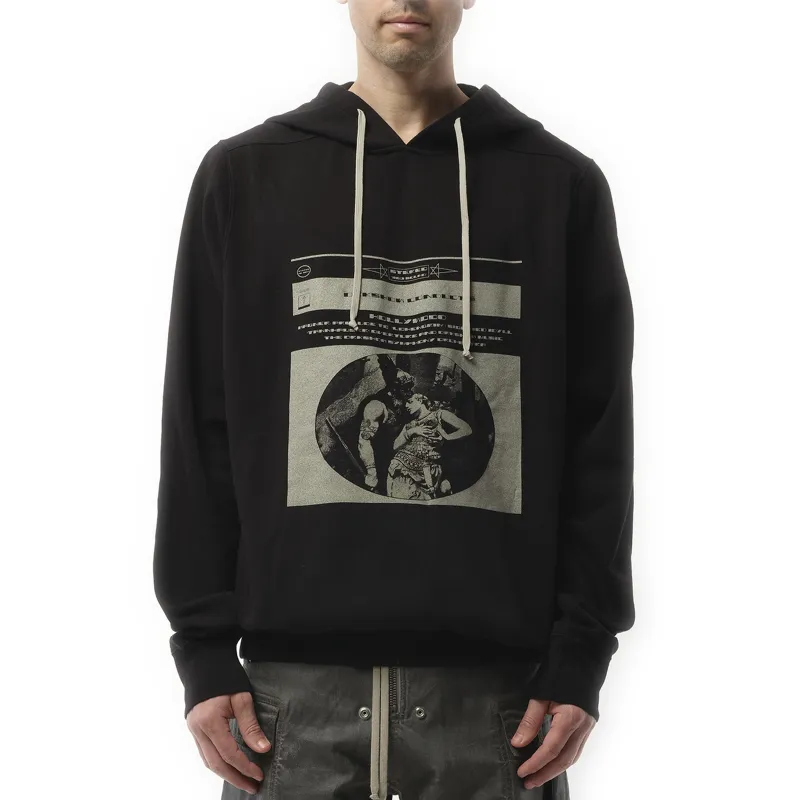 Opera Print Oversized Hoodie in Black/Pearl made by Rick Owens