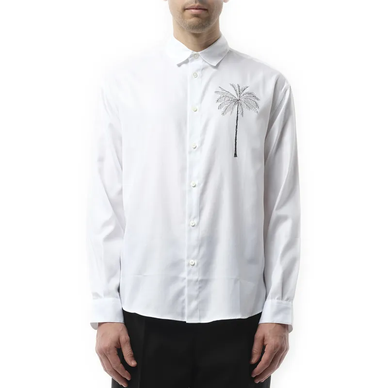 La Chemise Simon Palm Tree in White/Black sold by MARAIS