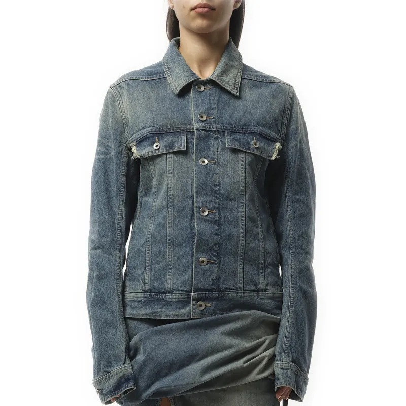 Trucker Denim Jacket in Washed Indigo sold by MARAIS