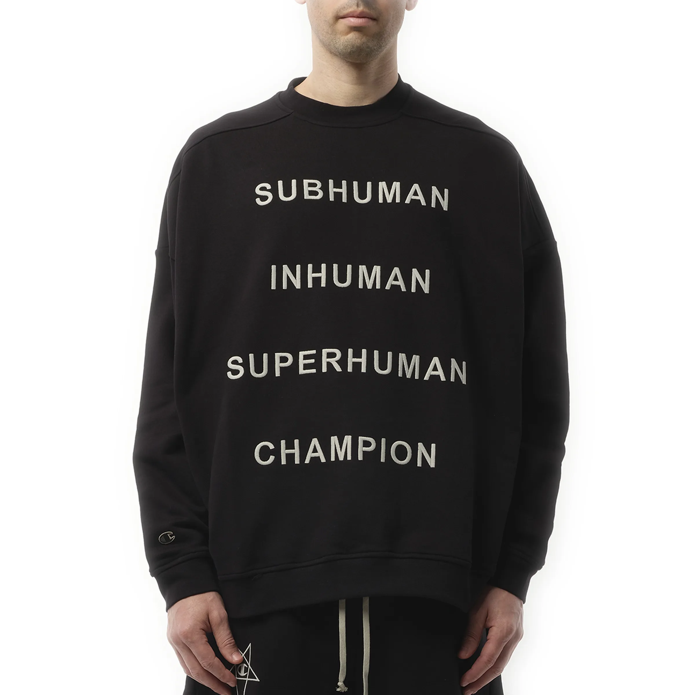 Champion x DRKSHDW Jumbo Sweatshirt in Black sold by MARAIS