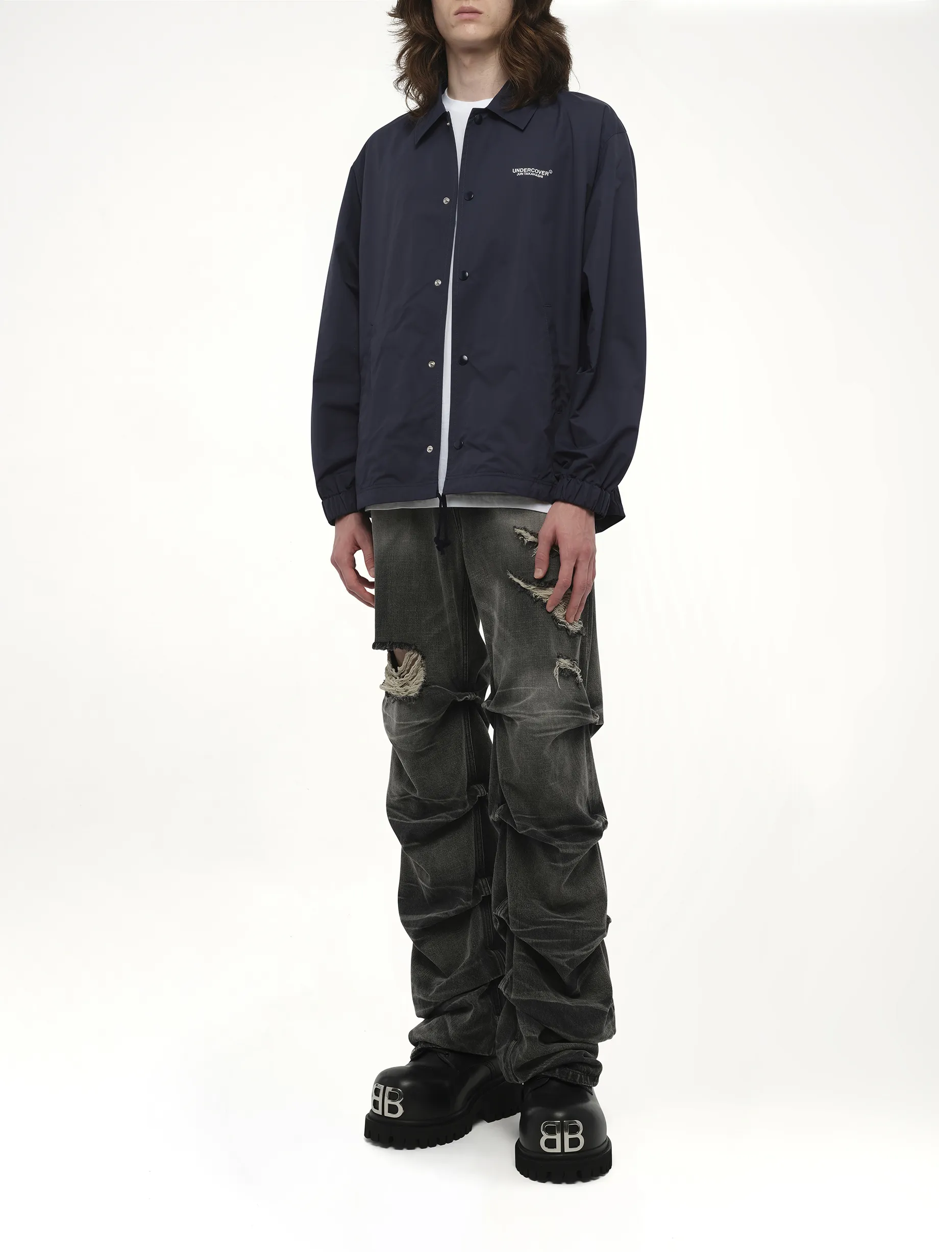 Undercover Coach Jacket in Navy sold by MARAIS product image thumbnail 4