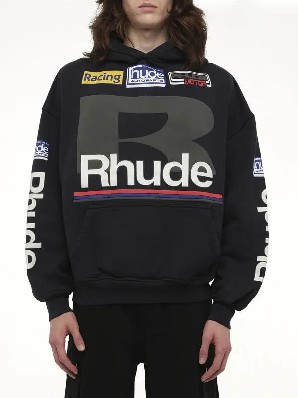 Petrol Patch Hoodie in Vintage Black made by Rhude