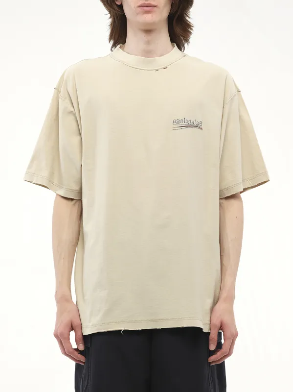 Political Inside-Out Large T-Shirt in Beige/White/Red sold by MARAIS