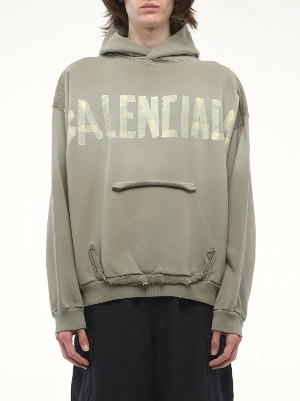 Tape Type Ripped Pocket Hoodie in Army Green sold by MARAIS