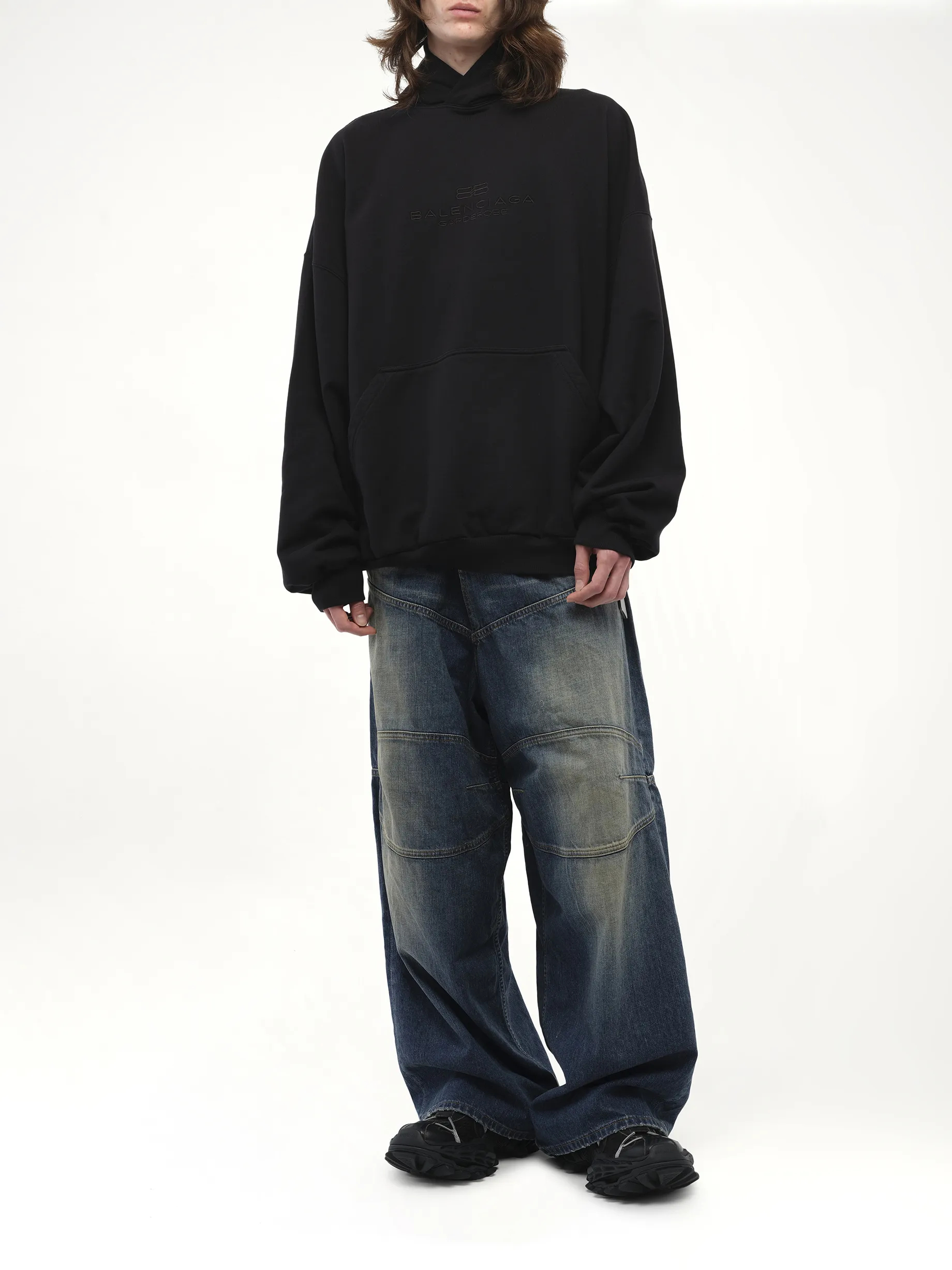 BB Embroidery Large Fit Hoodie in Black sold by MARAIS product image thumbnail 4