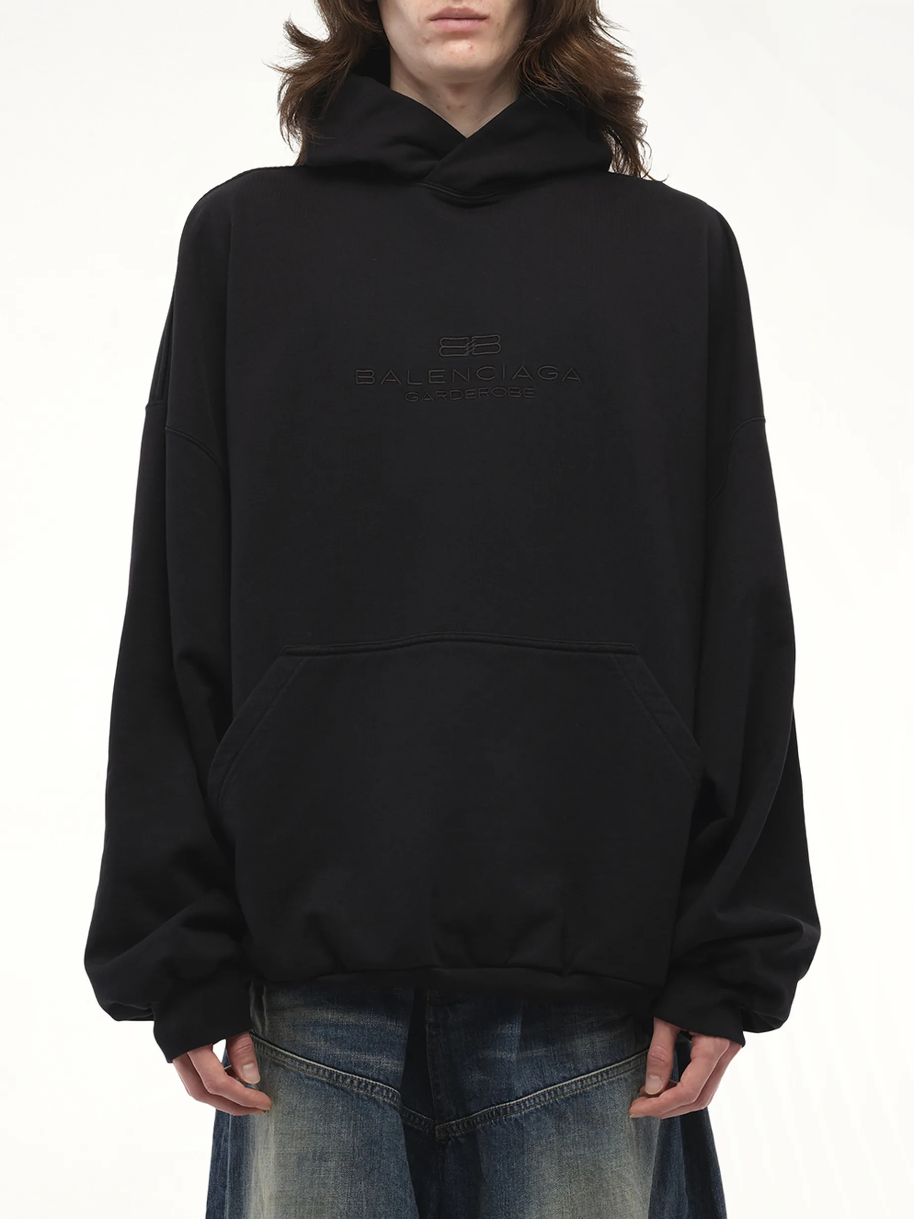 BB Embroidery Large Fit Hoodie in Black sold by MARAIS