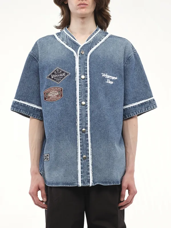 Baseball Patch Shirt in Blue sold by MARAIS