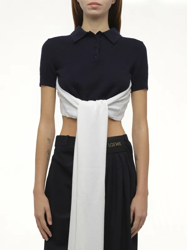 Polo Sweater in Navy/Ecru sold by MARAIS