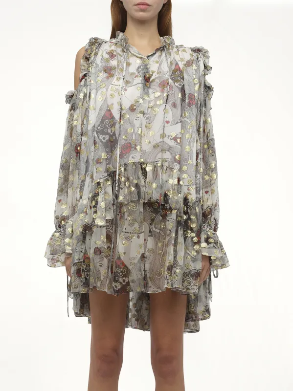 Jacquard Mini Dress in Ivory sold by MARAIS
