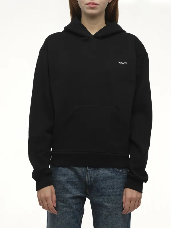 Logo Horn Hoodie in Black/White sold by MARAIS
