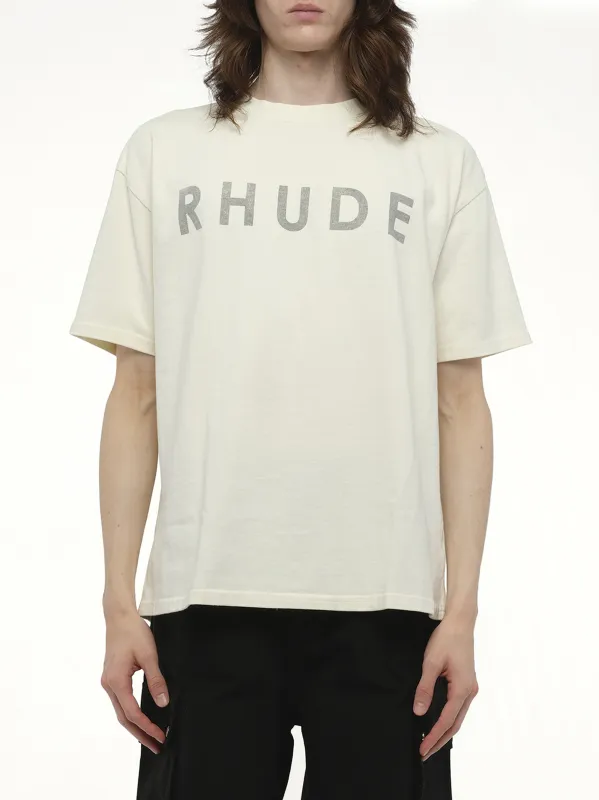 Distressed Logo T-Shirt in Vintage White sold by MARAIS