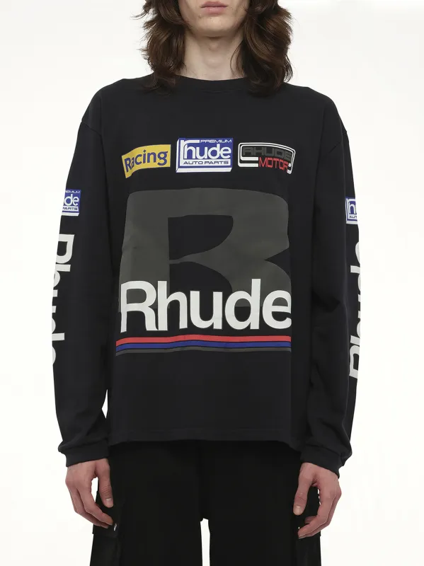 Petrol Patch Long Sleeve T-Shirt in Vintage Black sold by MARAIS