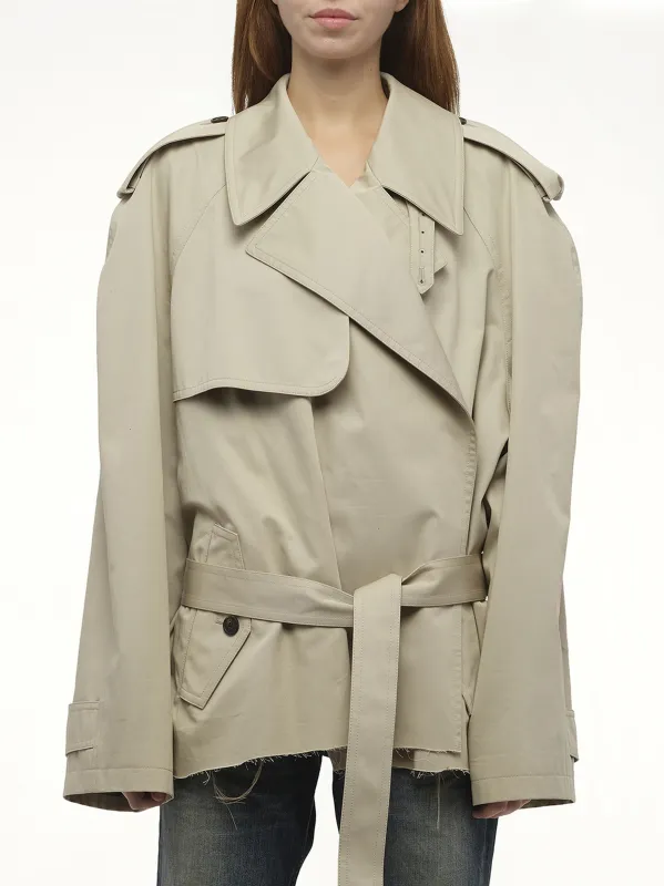 Cropped Trench Coat in Beige sold by MARAIS