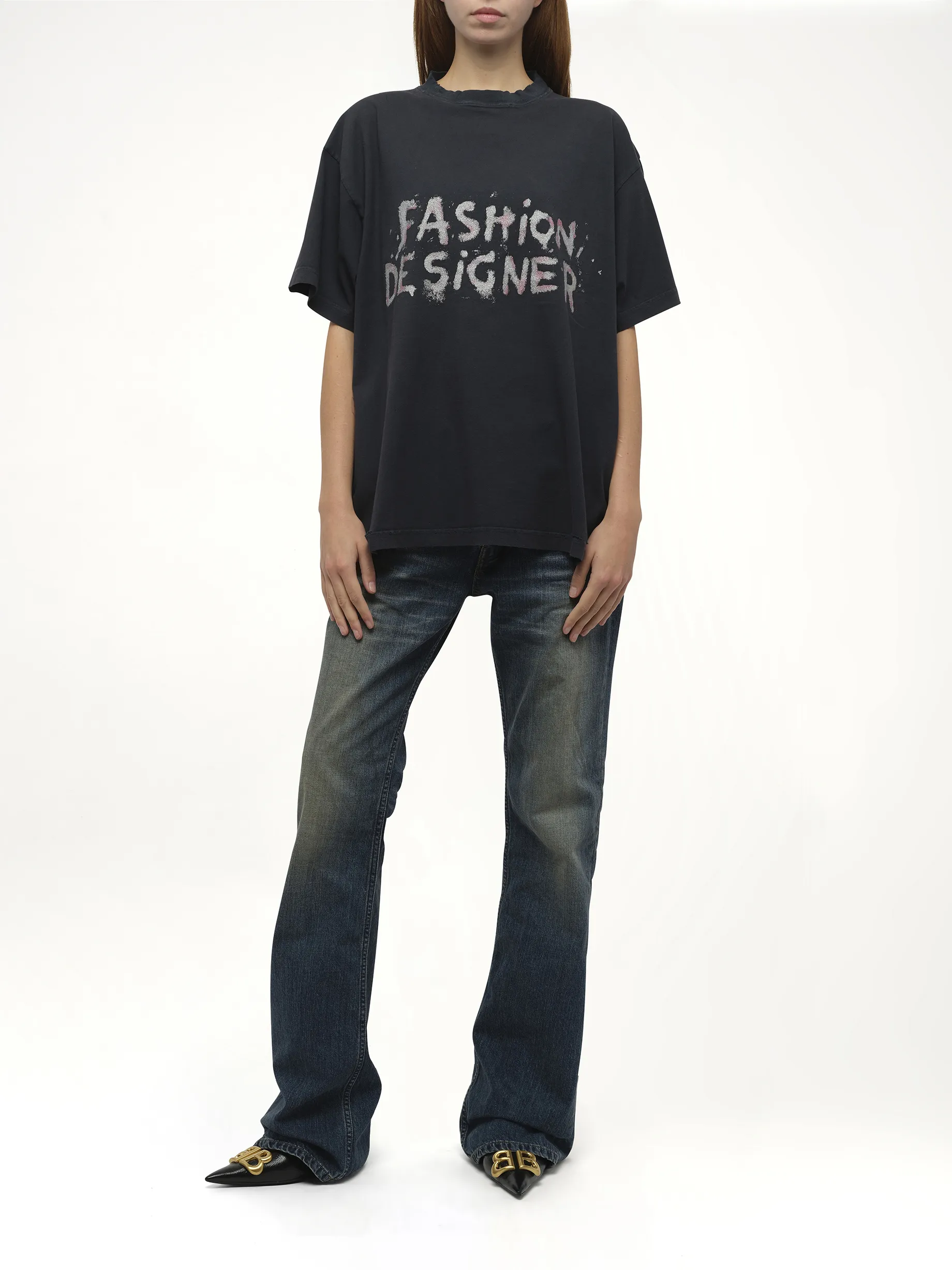 Fashion Designer Oversized T-Shirt in Faded Washed Black sold by MARAIS product image thumbnail 4