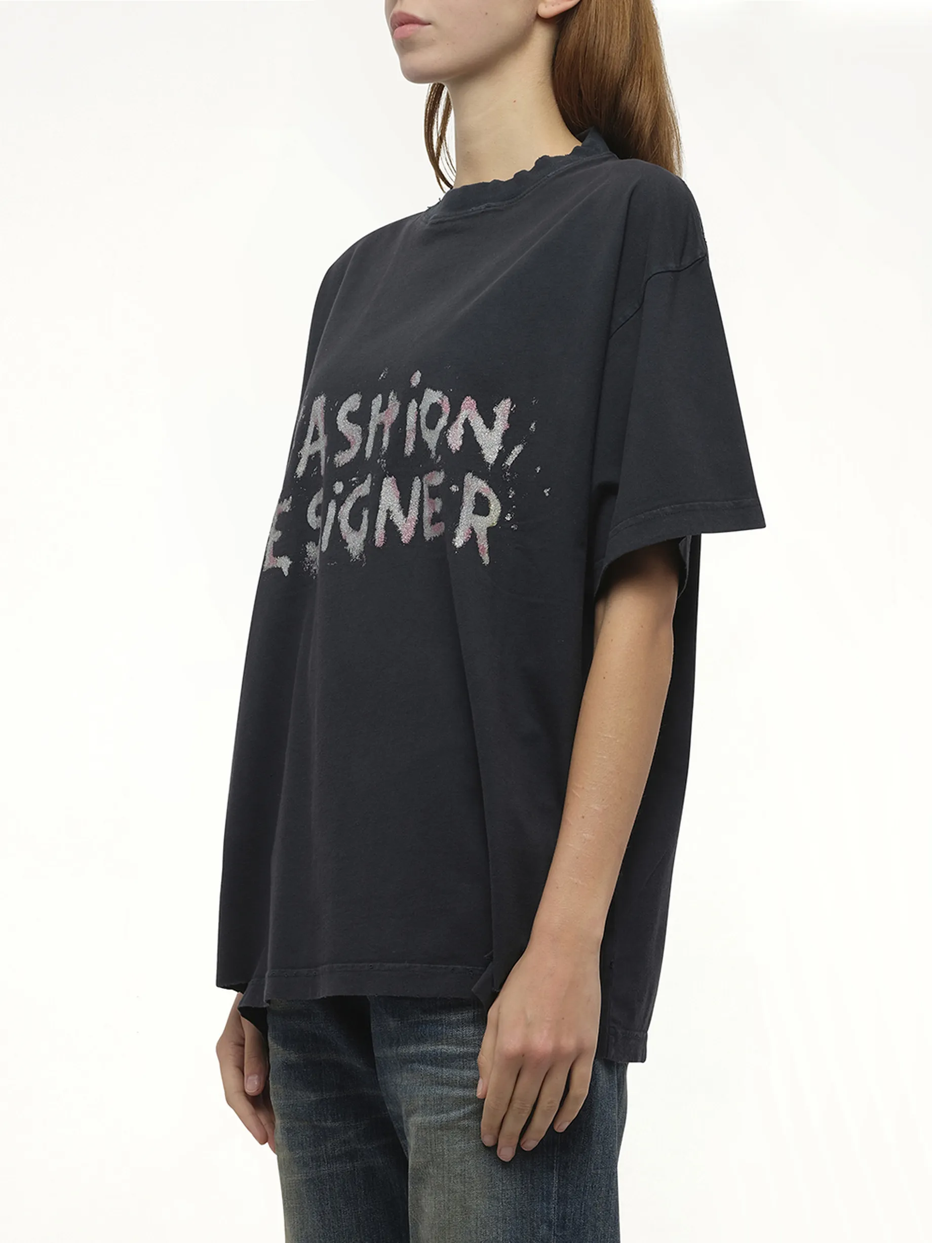 Fashion Designer Oversized T-Shirt in Faded Washed Black sold by MARAIS product image thumbnail 5