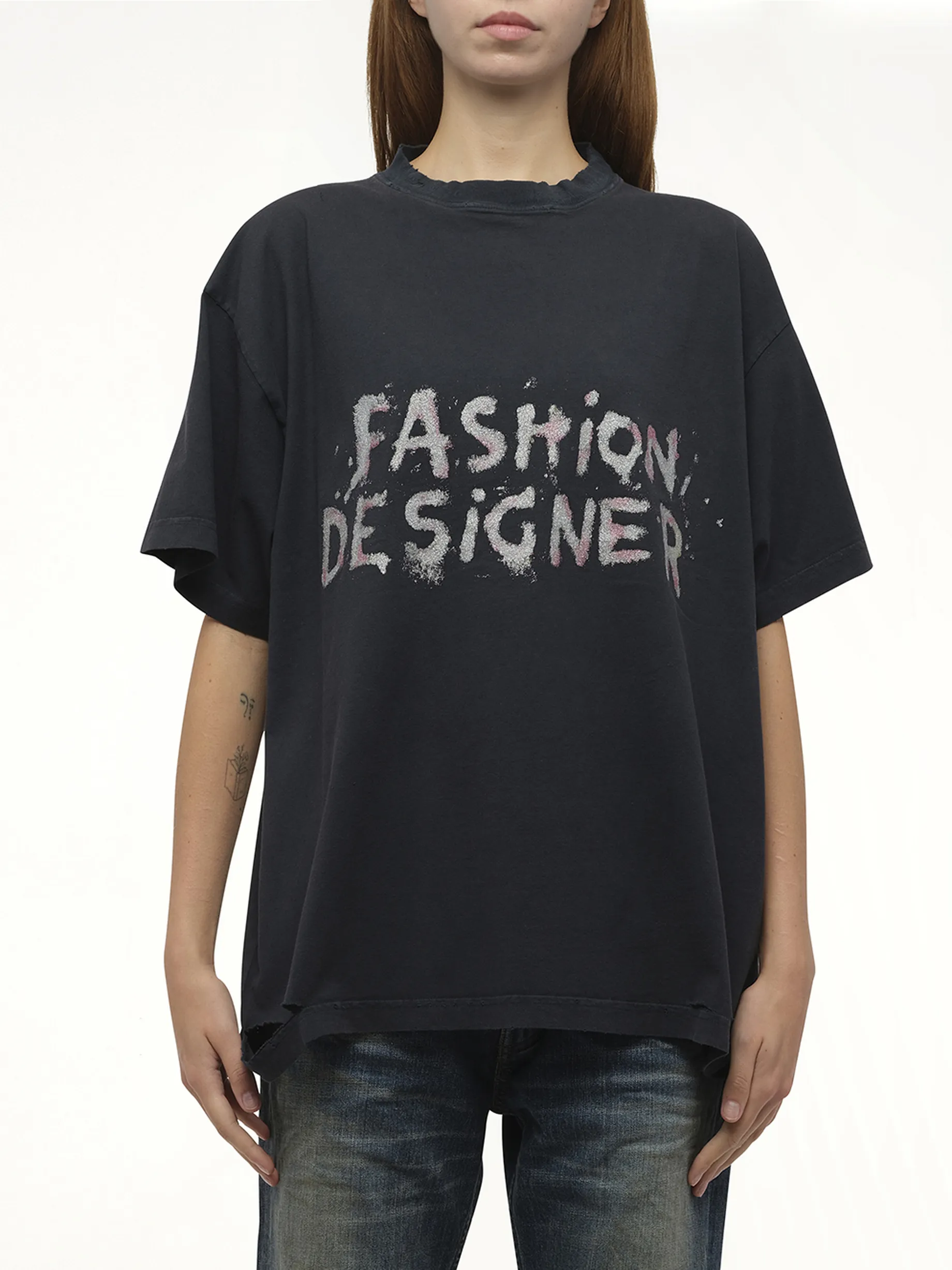 Fashion Designer Oversized T-Shirt in Faded Washed Black sold by MARAIS