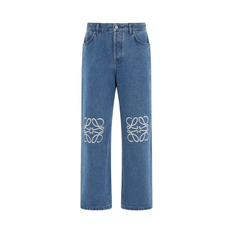 Anagram Baggy Jeans in Mid Blue Denim sold by MARAIS