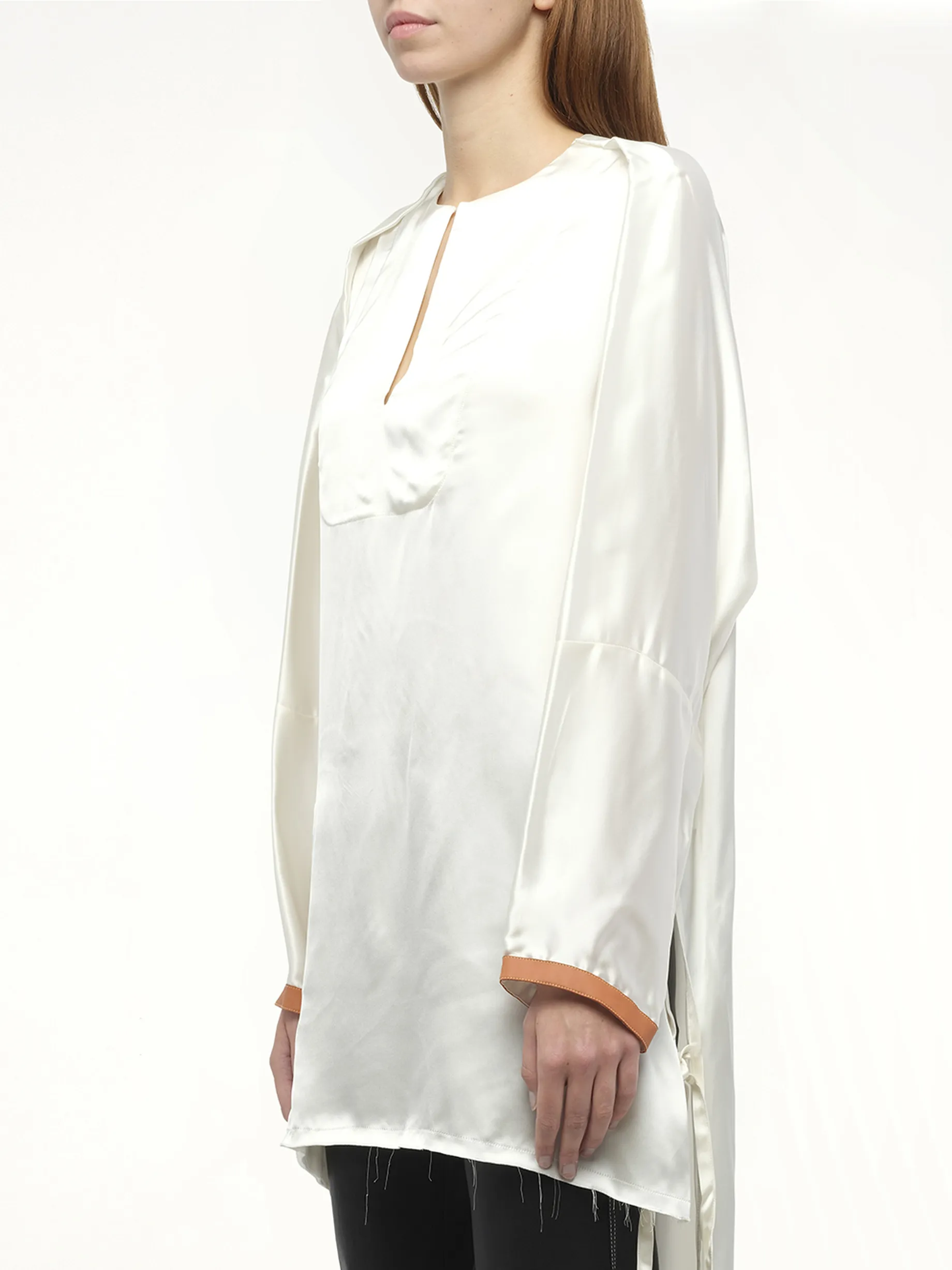 Satin Long Back Top in White sold by MARAIS product image thumbnail 2