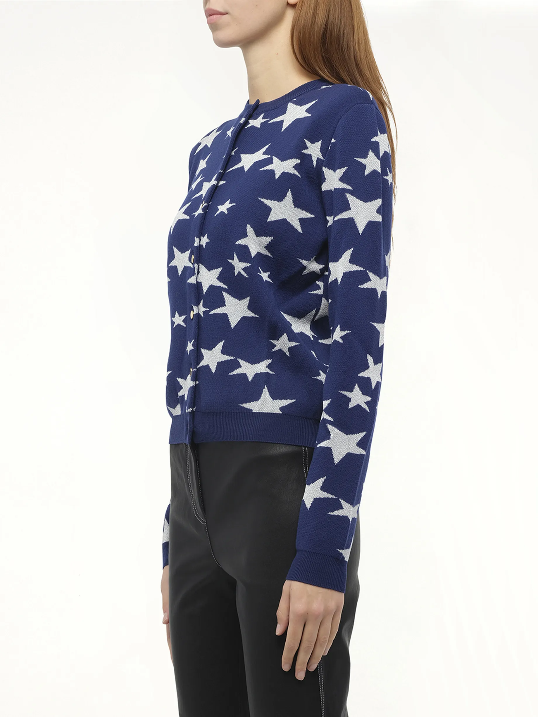 Lurex Stars Cardigan in Navy sold by MARAIS product image thumbnail 2