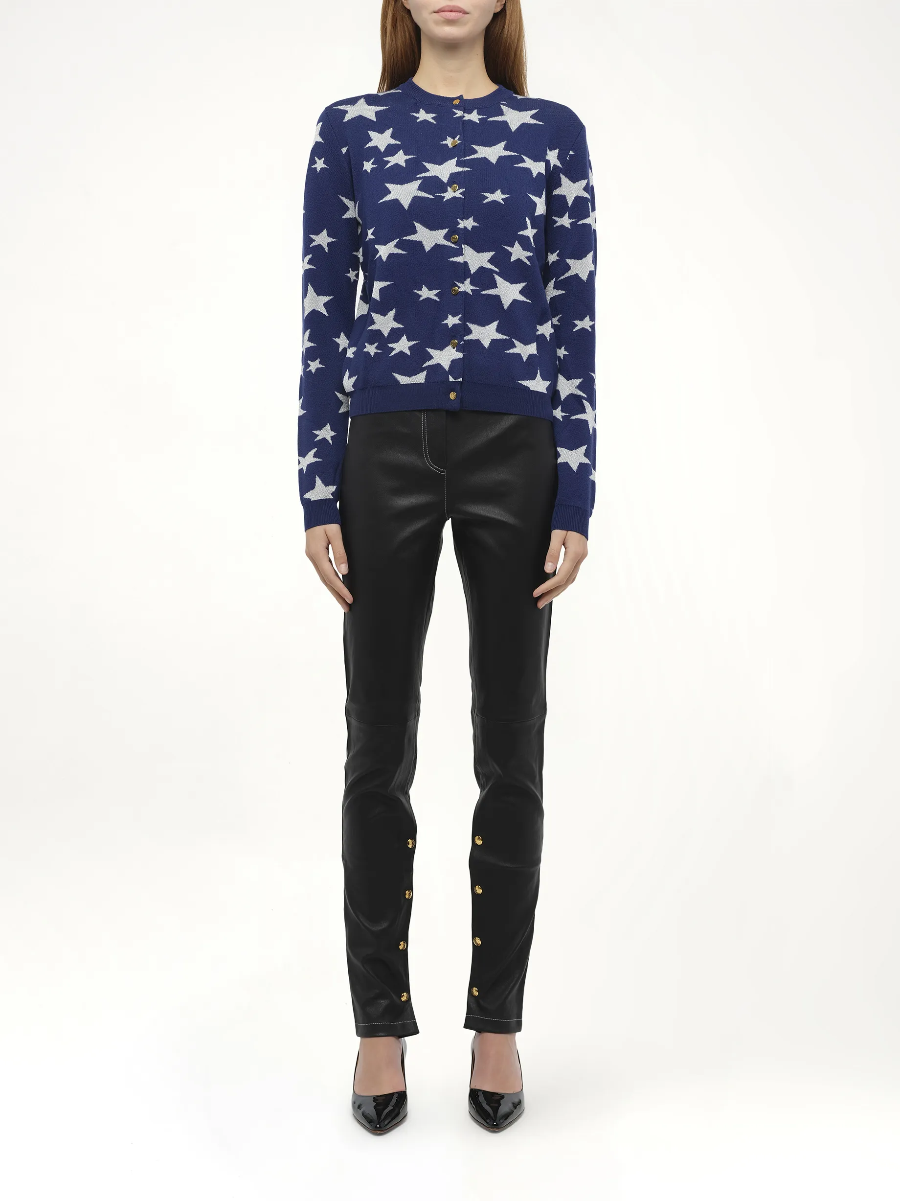 Lurex Stars Cardigan in Navy sold by MARAIS product image thumbnail 4
