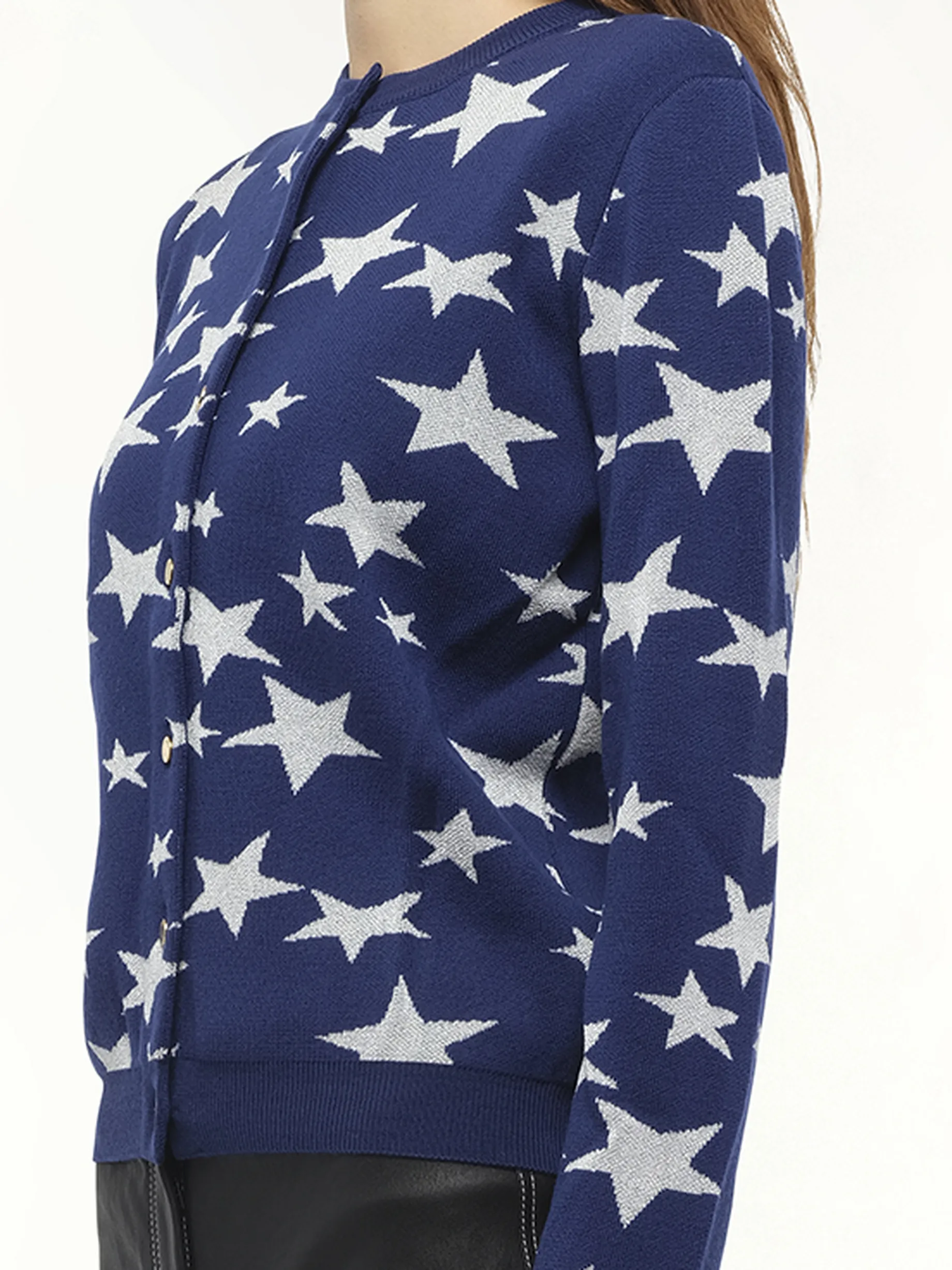 Lurex Stars Cardigan in Navy sold by MARAIS product image thumbnail 3