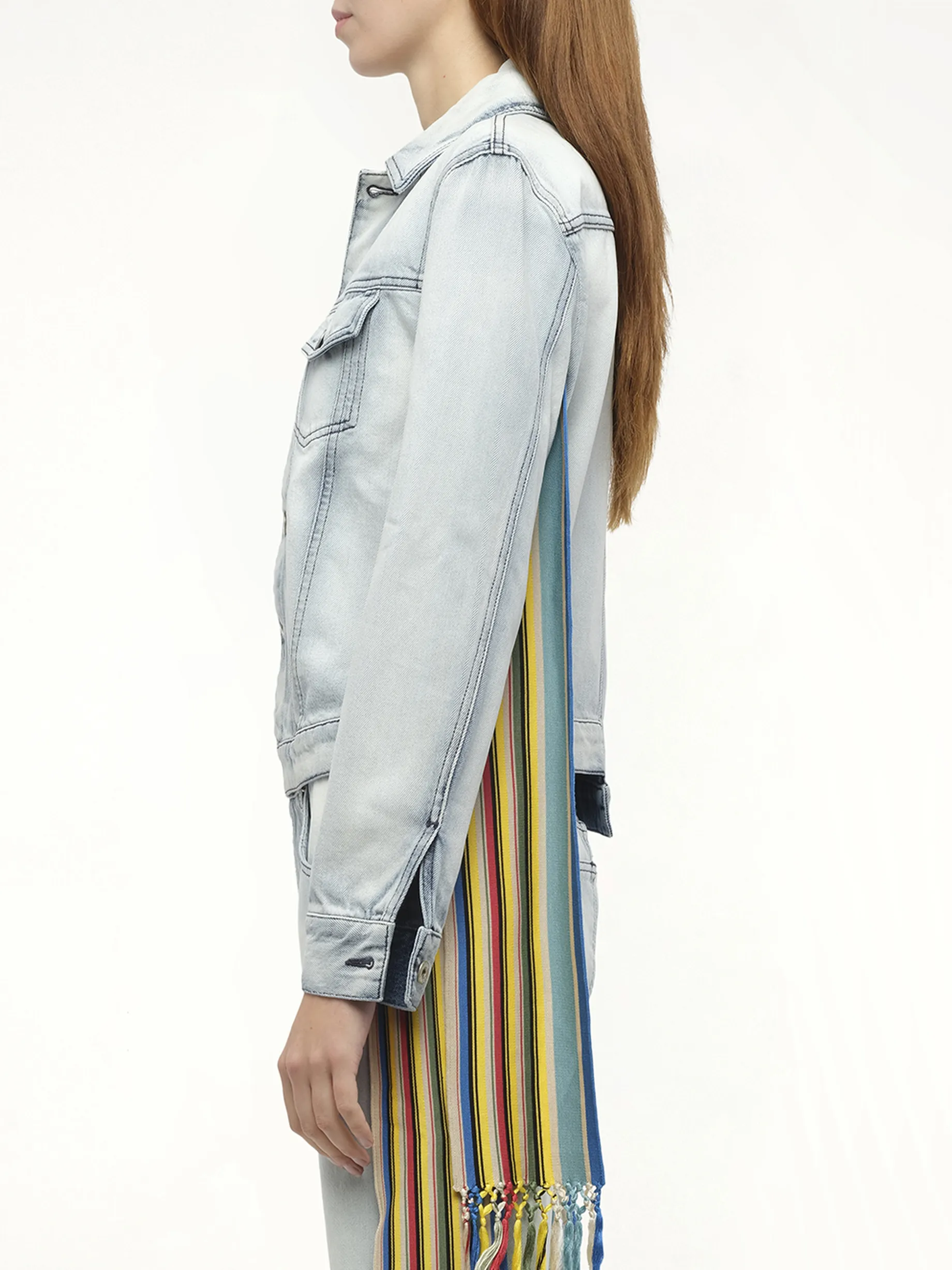 Stripe Band Denim Jacket in L Blue sold by MARAIS product image thumbnail 5
