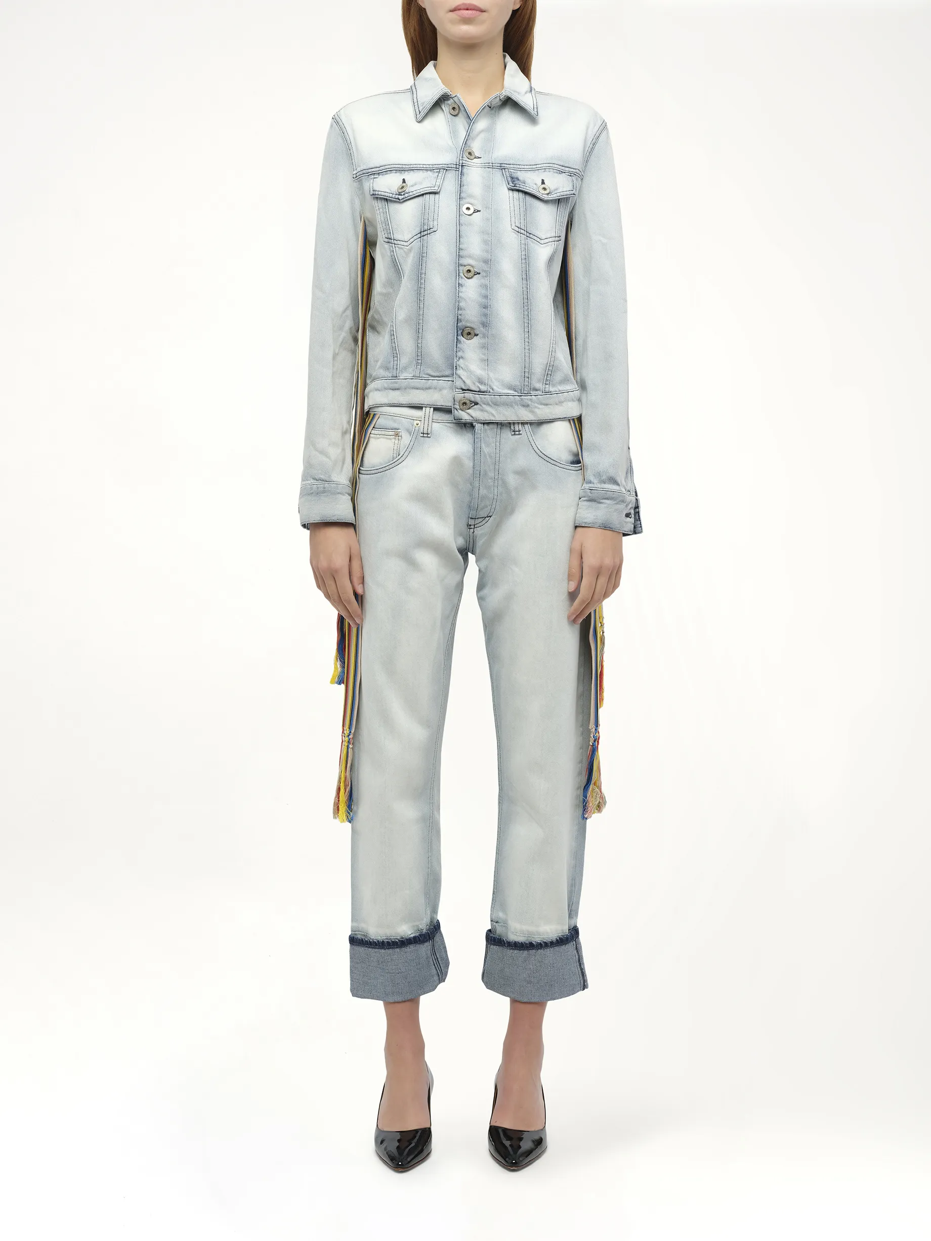 Stripe Band Denim Jacket in L Blue sold by MARAIS product image thumbnail 4