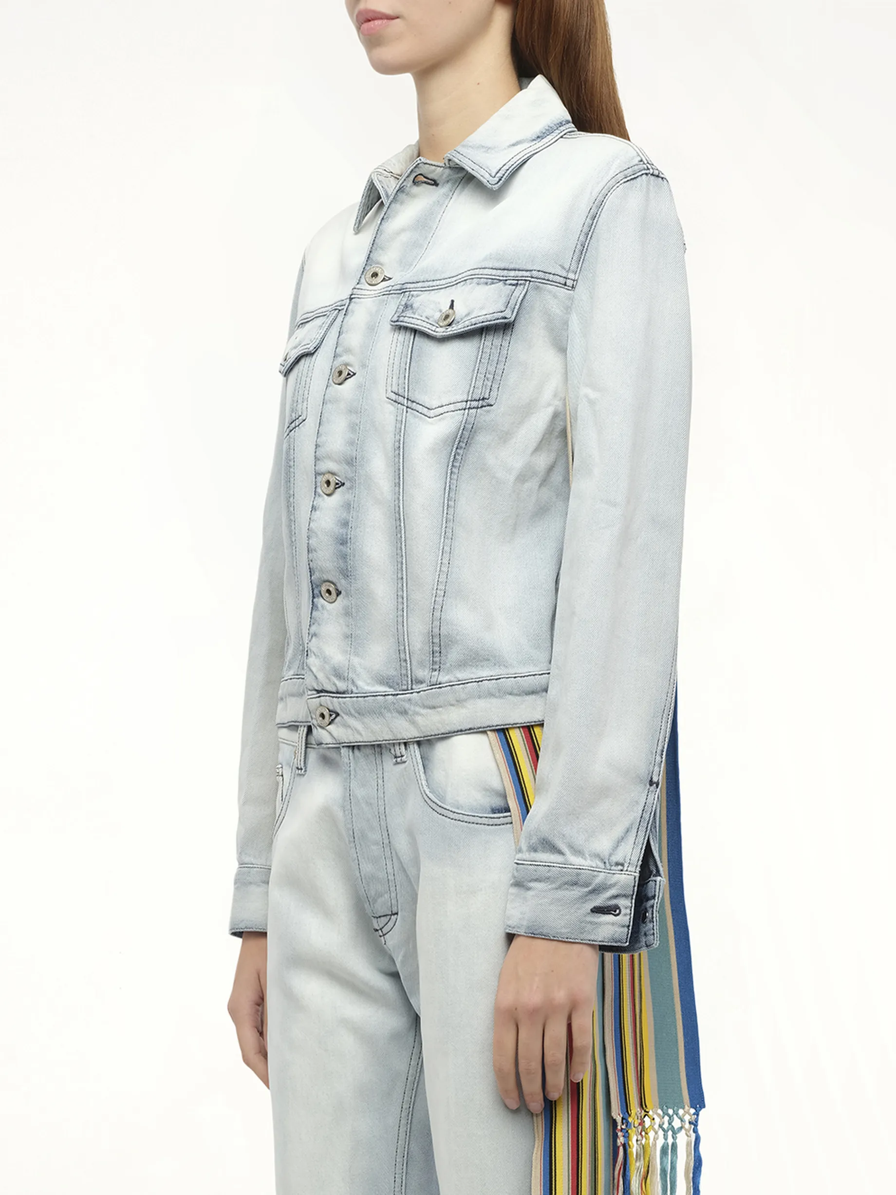 Stripe Band Denim Jacket in L Blue sold by MARAIS product image thumbnail 2