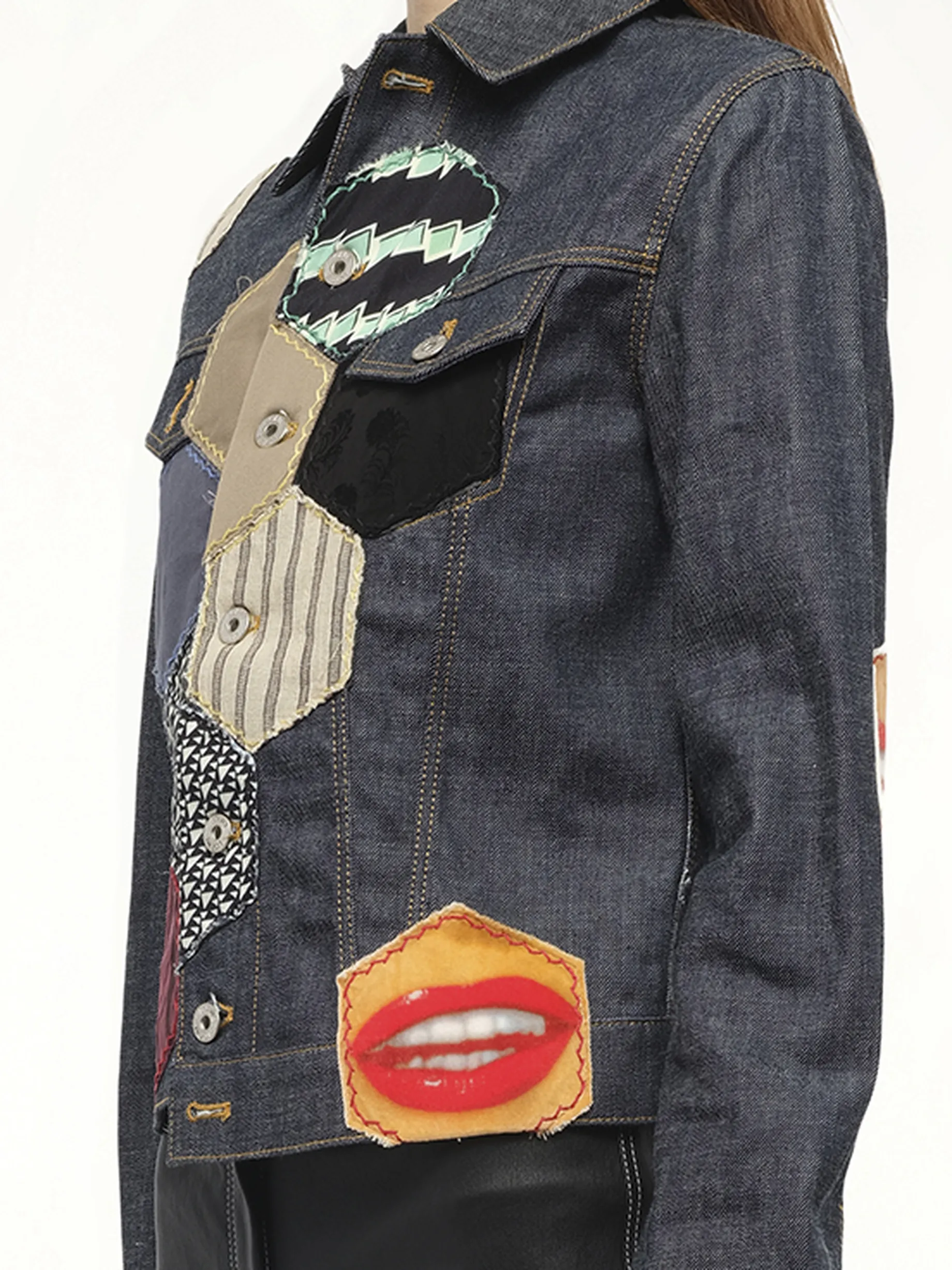 Patch Denim Jacket in Navy sold by MARAIS product image thumbnail 3
