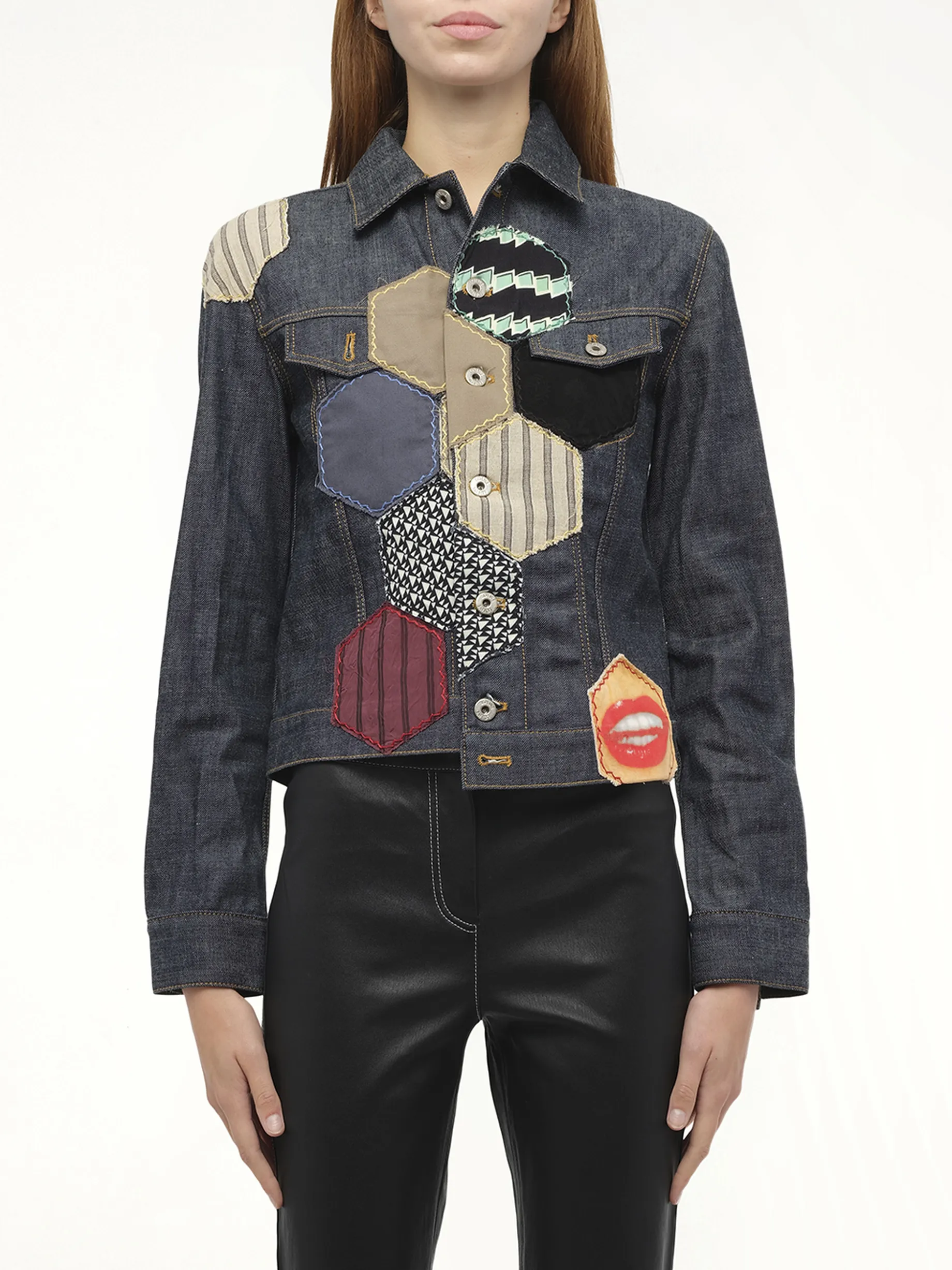Patch Denim Jacket in Navy sold by MARAIS